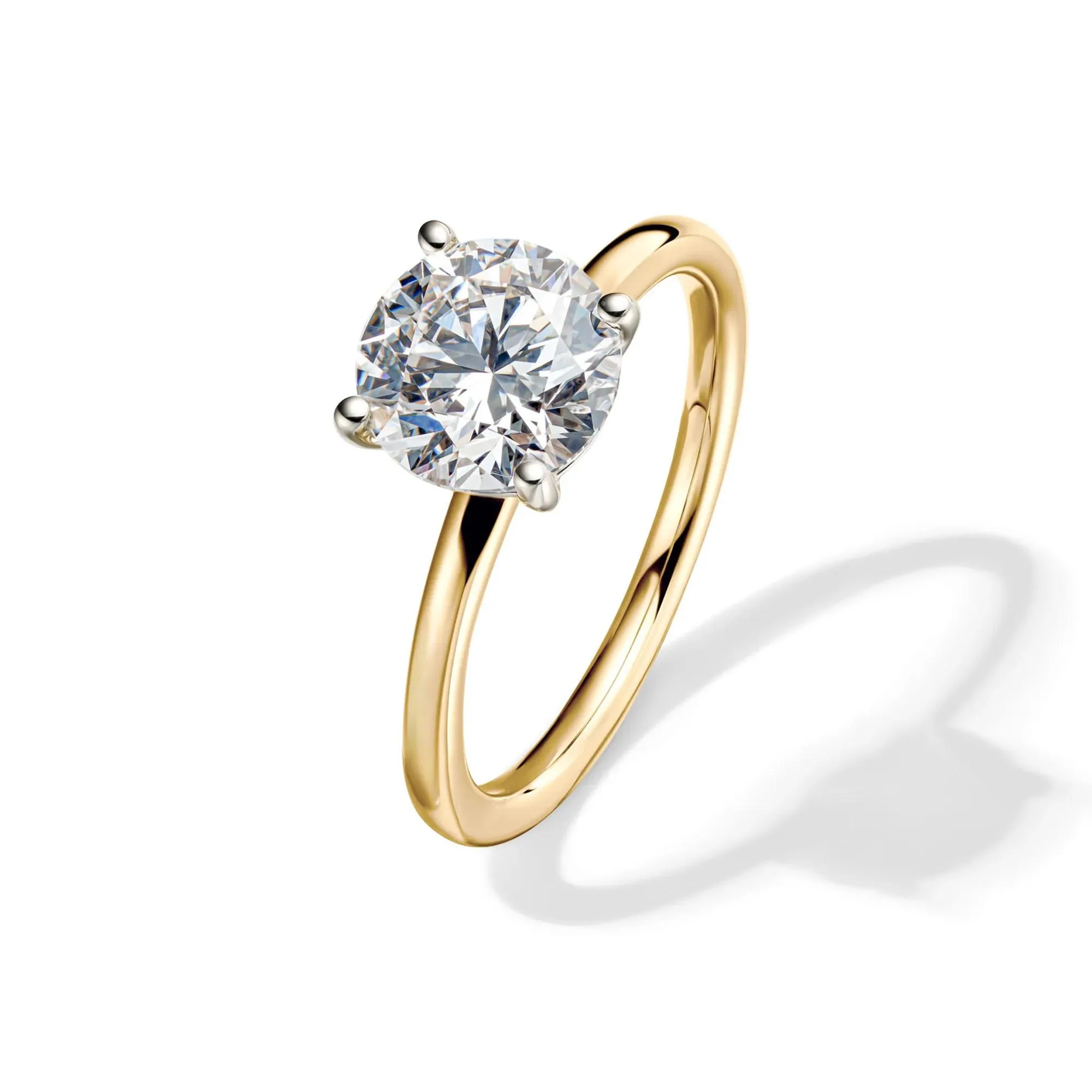Lab Grown Diamond Round Solitaire Ring 14K Yellow Gold (2 CT.) Size 5.5 2mm - Image 4