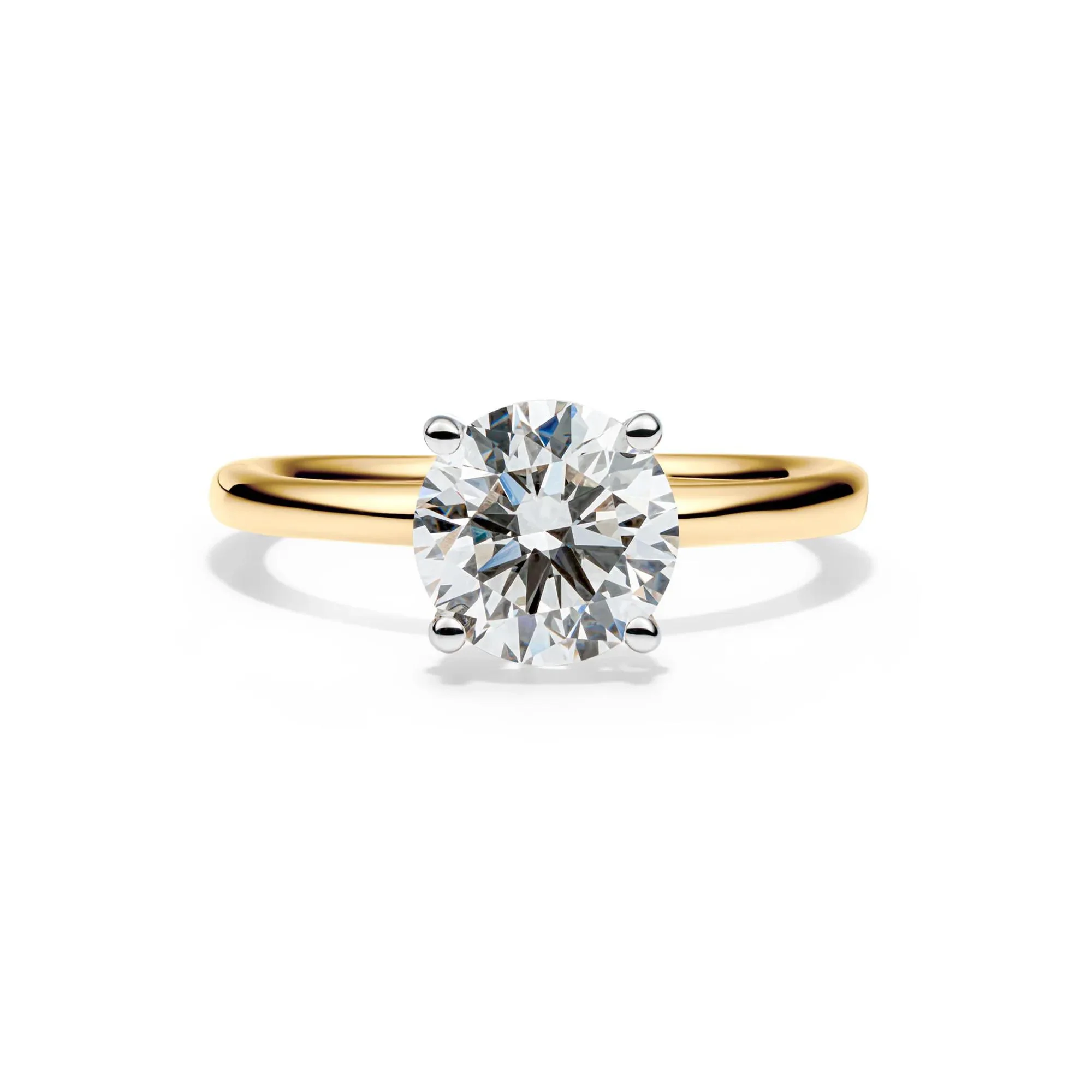 Lab Grown Diamond Round Solitaire Ring 14K Yellow Gold (2 CT.) Size 8 2mm