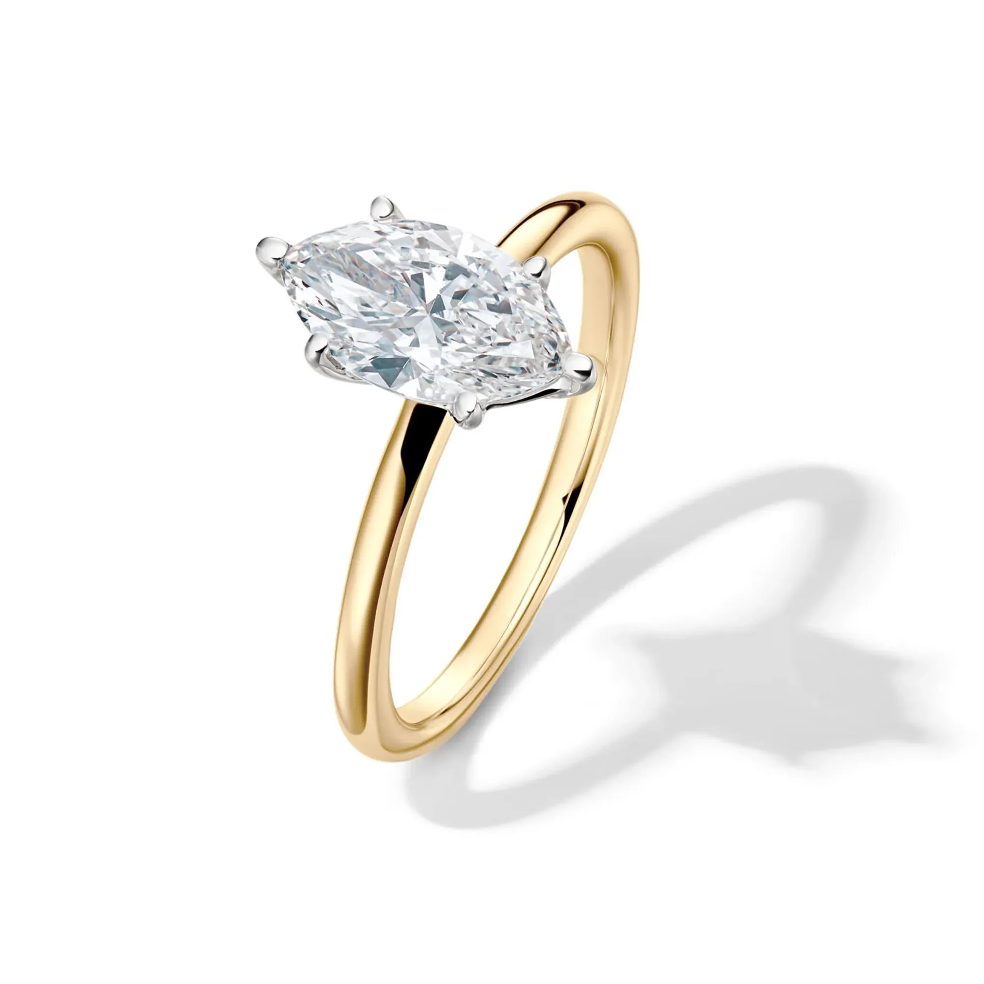 Lab Grown Diamond Solitaire Marquise Engagement Ring 14K Yellow Gold (1/2 CT.) Size 11 2mm - Image 4