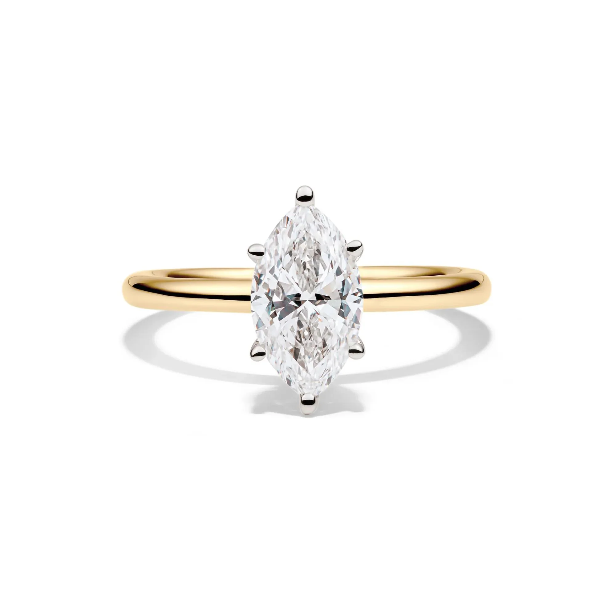 Lab Grown Diamond Solitaire Marquise Engagement Ring 14K Yellow Gold (1/2 CT.) Size 9.5 2mm