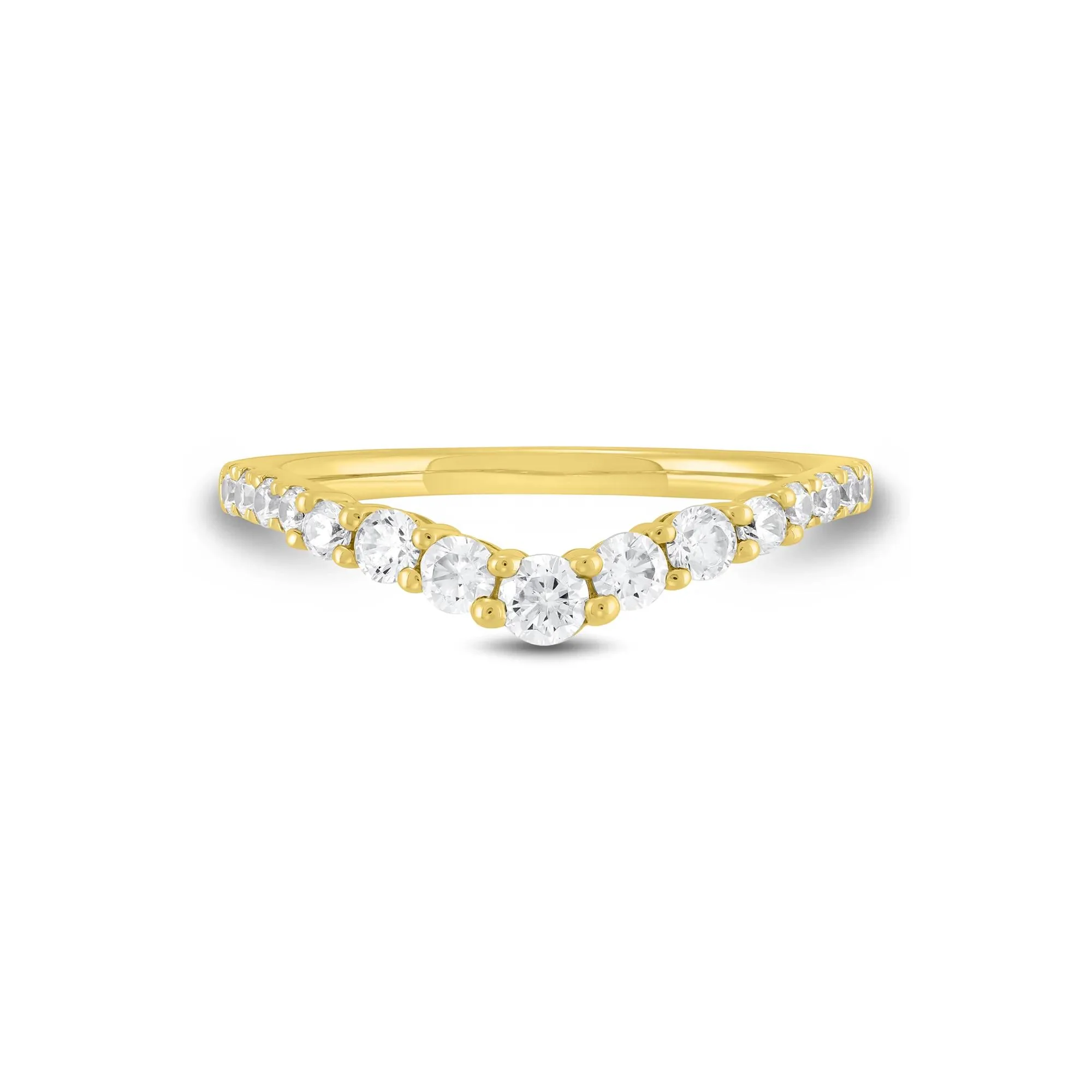 1/2 CT. Tw. Lab Grown Diamond Contour Band Ring 14K Yellow Gold Round Brilliant Cut Size 5 1mm