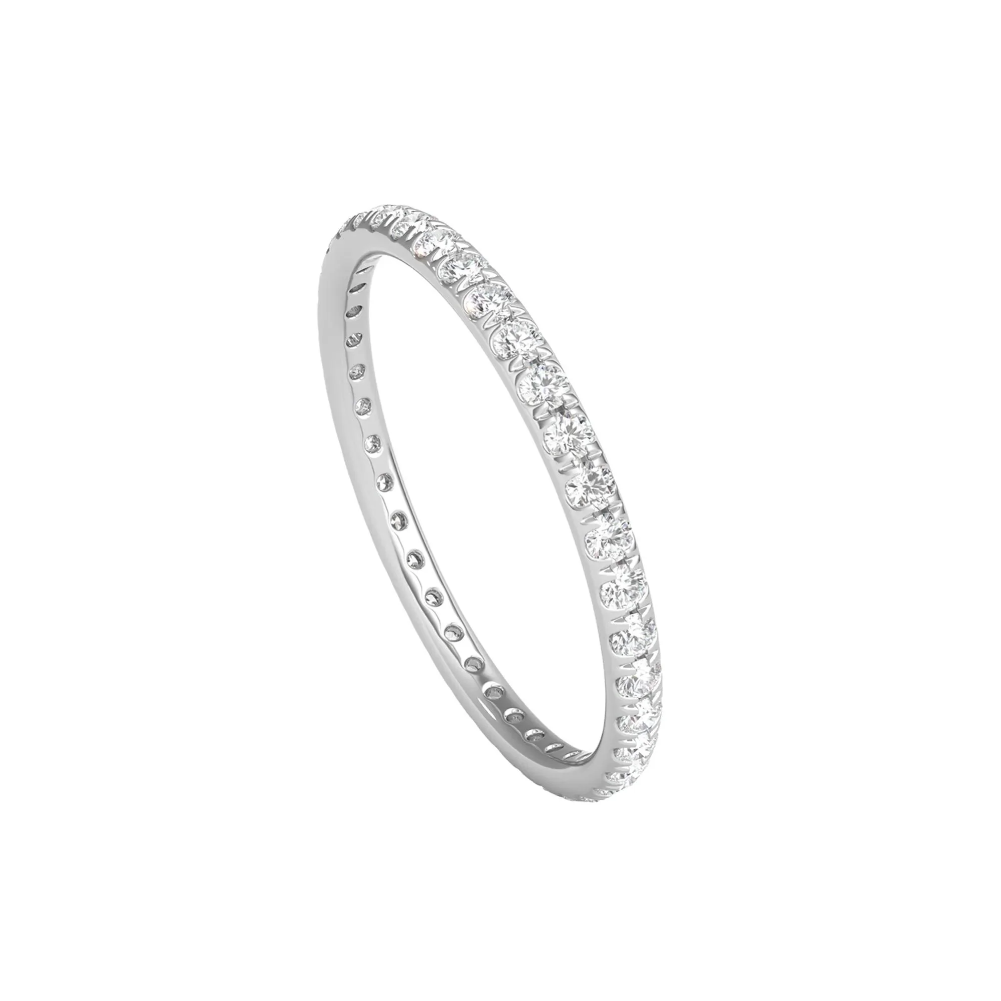 1/2 CT. Tw. Lab Grown Diamond Comfort Fit Eternity Band Ring 14K White Gold Round Brilliant Cut Size 5.5 2mm - Image 4