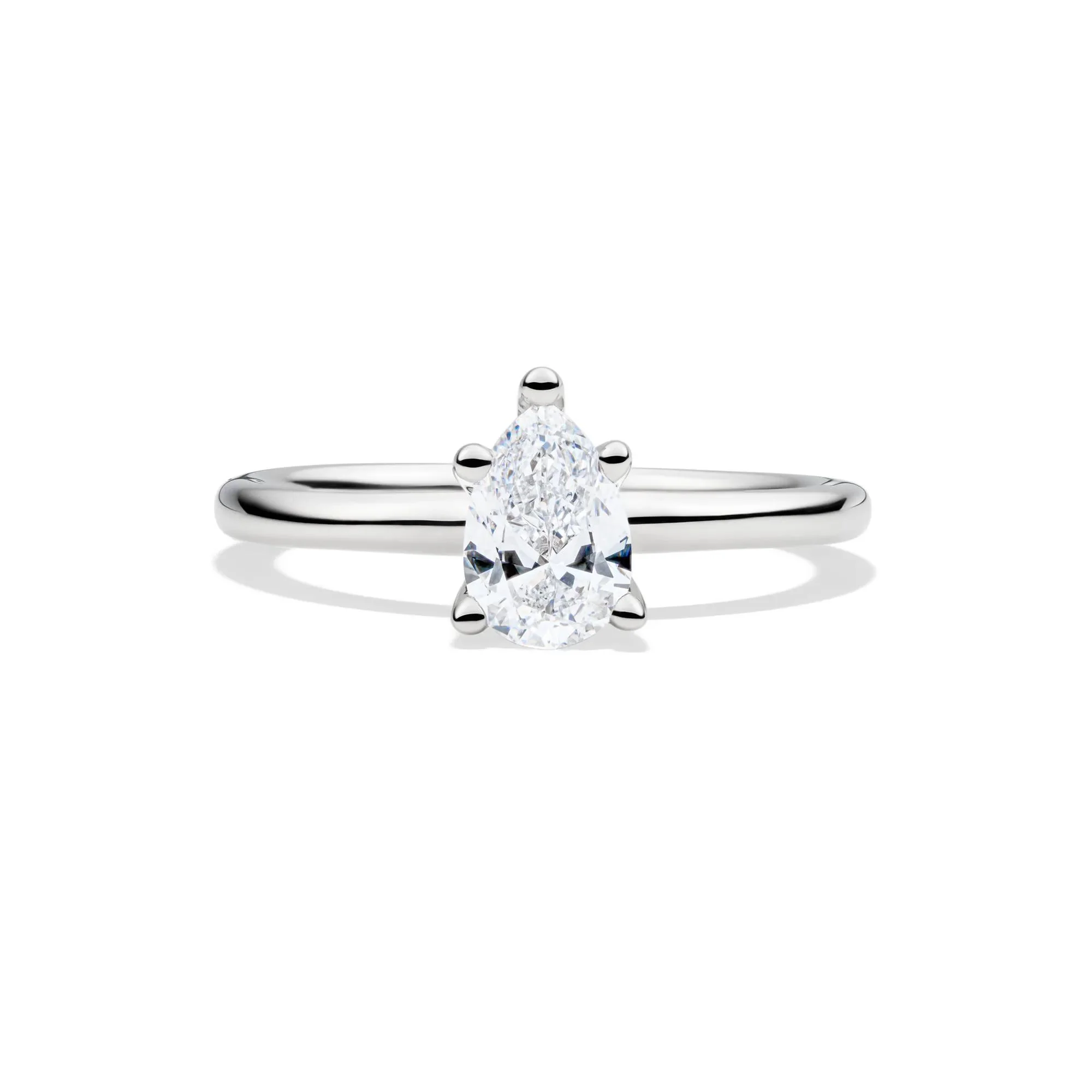 Lab Grown Diamond Pear-Shaped Solitaire Engagement Ring 14K White Gold (3/4 CT.) Size 6.5 2mm