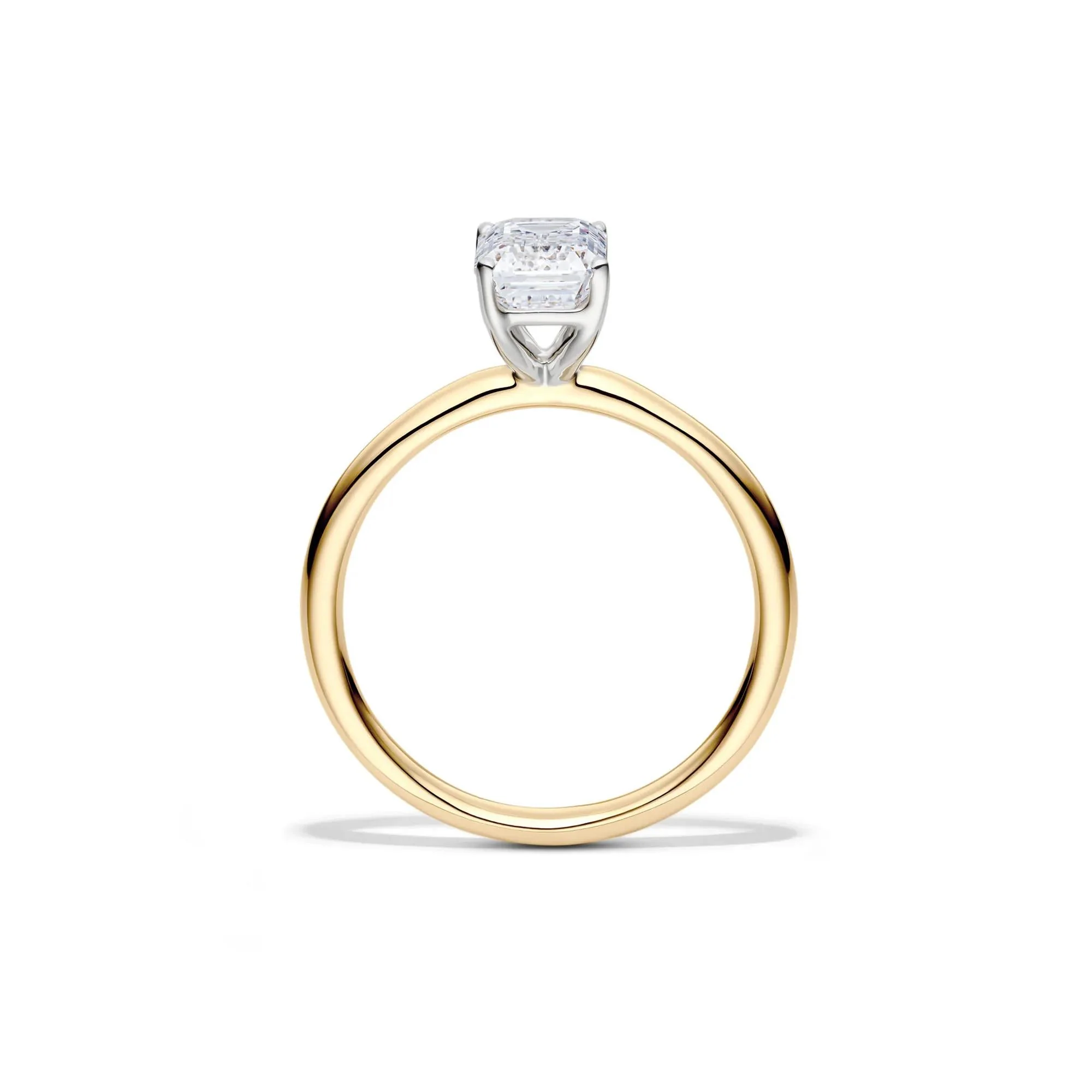 Lab Grown Diamond Emerald-Cut Solitaire Ring 14K Yellow Gold (1/2 CT.) Size 4 2mm - Image 2