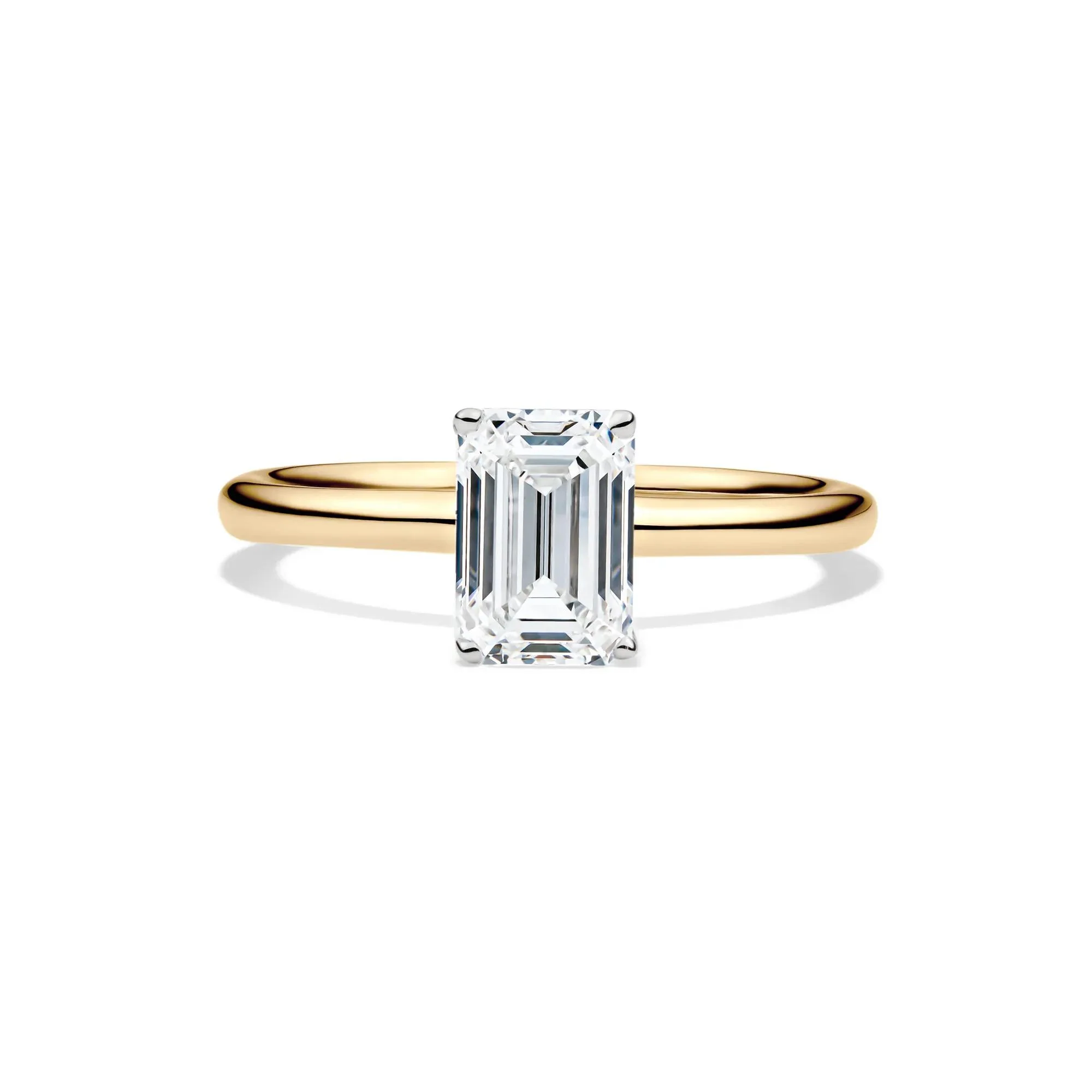 Lab Grown Diamond Emerald-Cut Solitaire Ring 14K Yellow Gold (1/2 CT.) Size 6.5 2mm