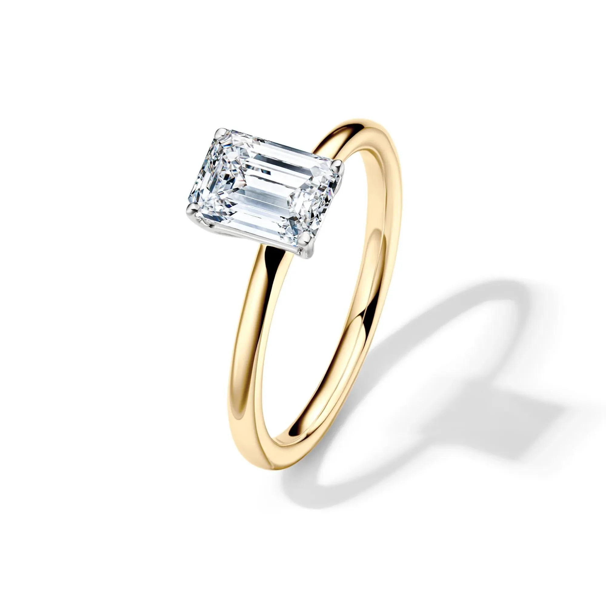 Lab Grown Diamond Emerald-Cut Solitaire Ring 14K Yellow Gold (1/2 CT.) Size 6.5 2mm - Image 4