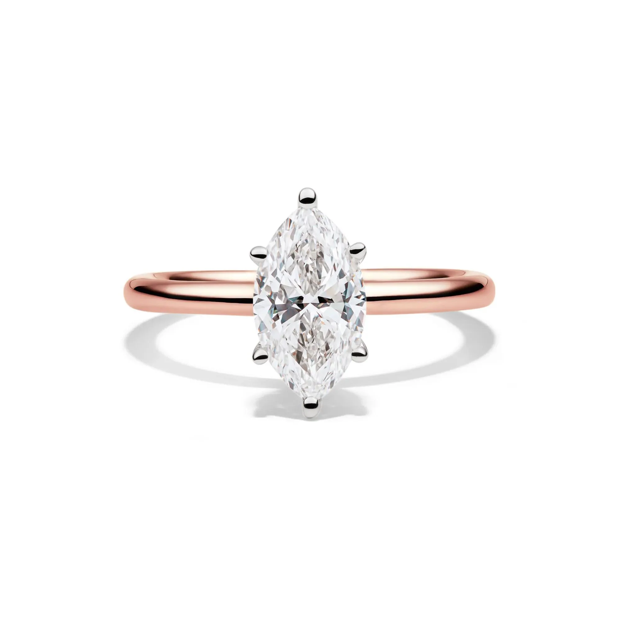 Lab Grown Diamond Solitaire Marquise Engagement Ring 14K Rose Gold (1/2 CT.) Size 4.5 2mm