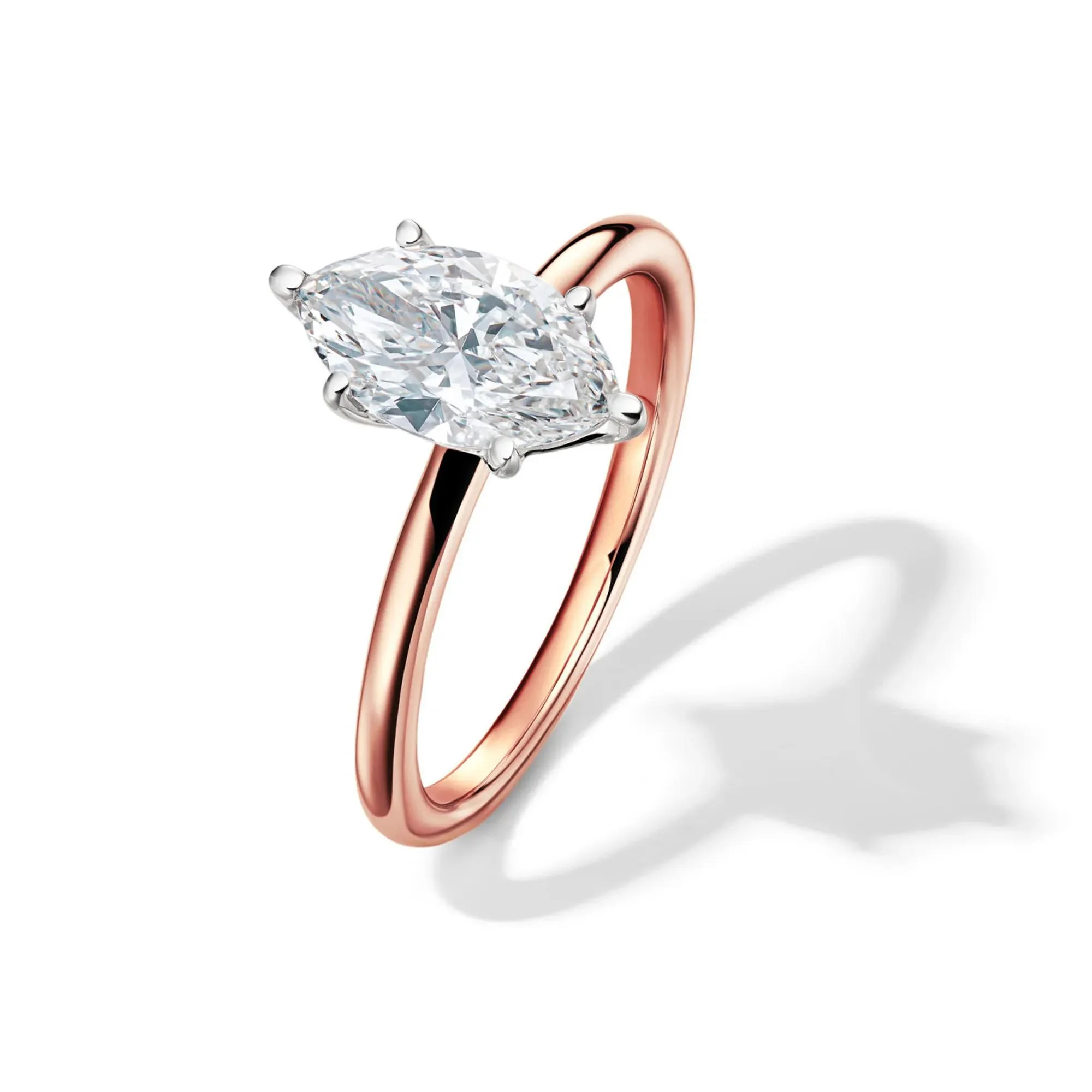 Lab Grown Diamond Solitaire Marquise Engagement Ring 14K Rose Gold (1/2 CT.) Size 4.5 2mm - Image 4