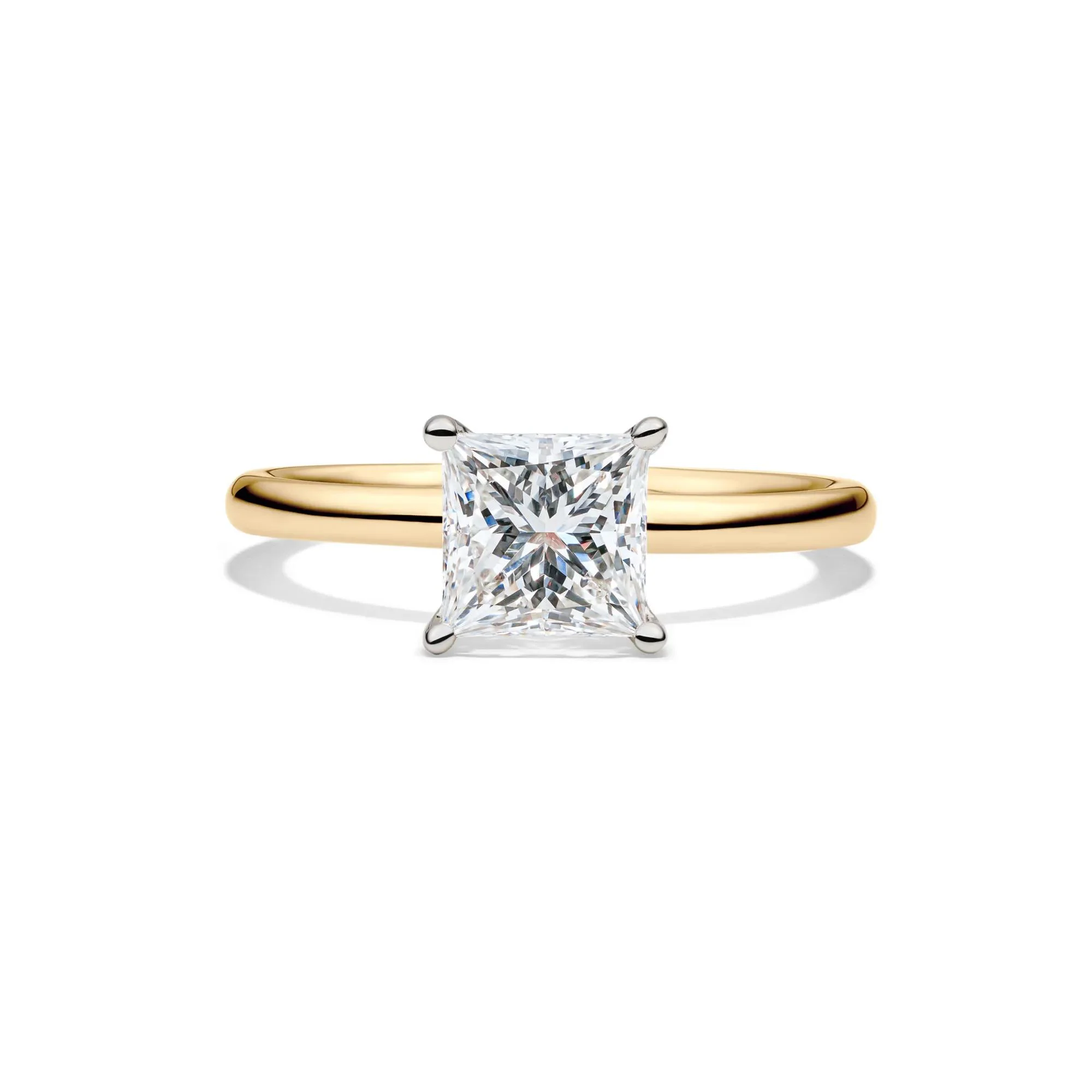 Lab Grown Diamond Princess-Cut Solitaire Engagement Ring 14K Yellow Gold (1/2 CT.) Size 8.5 2mm