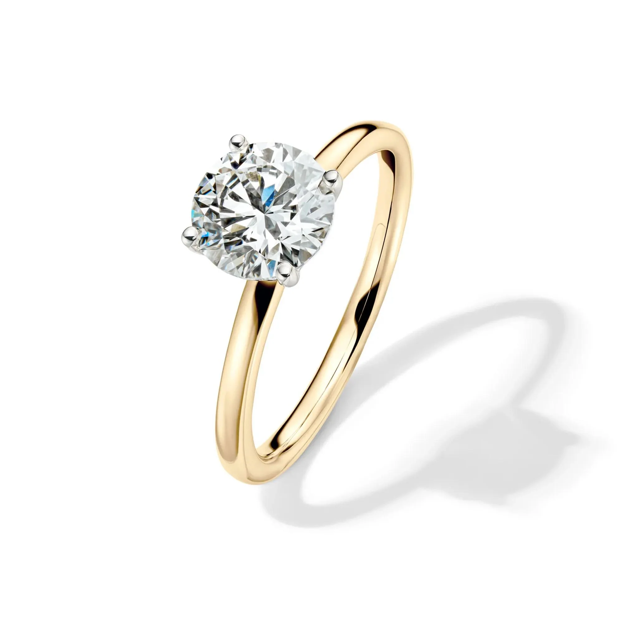 Lab Grown Diamond Solitaire Round Engagement Ring 14K Yellow Gold (1/2 CT.) Size 10 2mm - Image 4