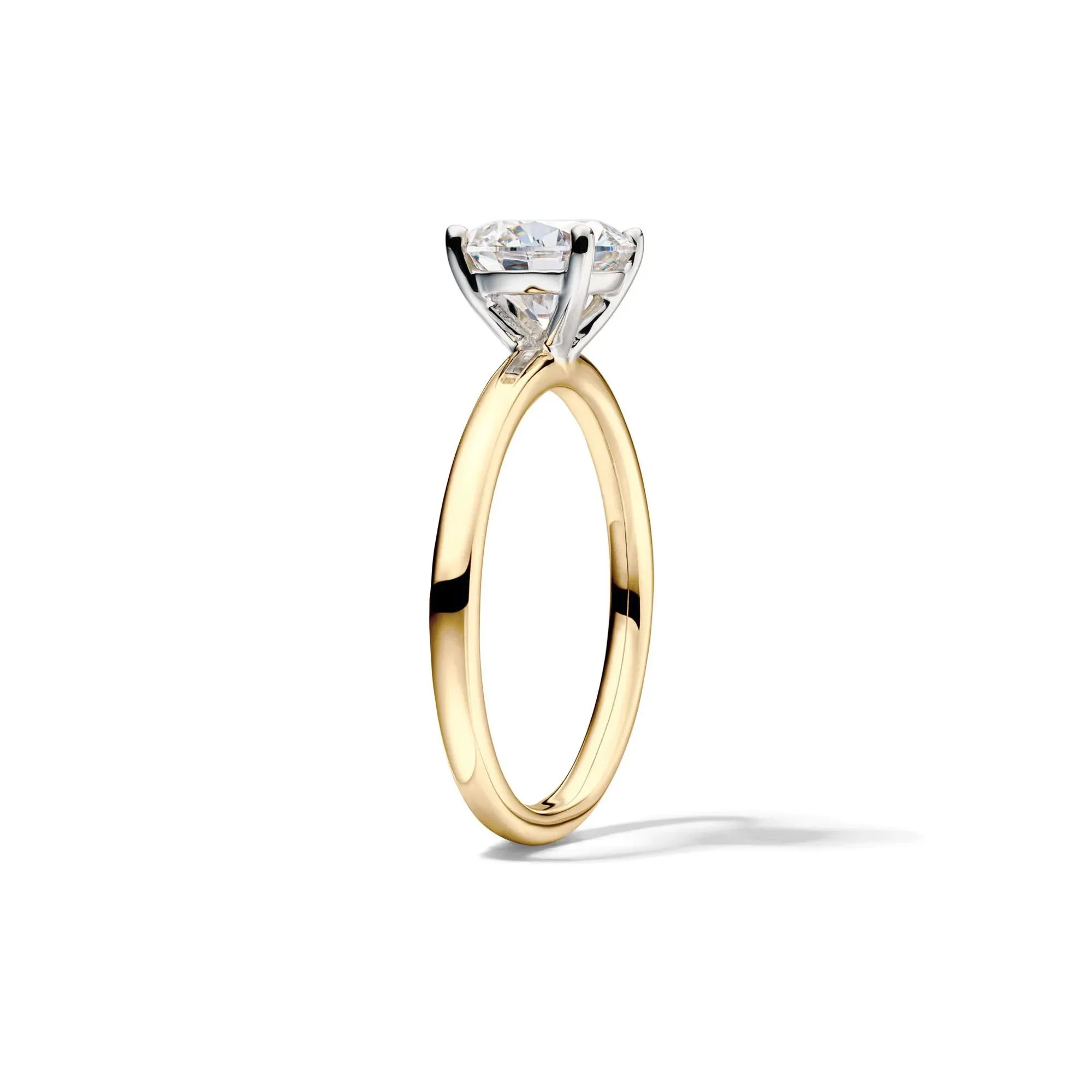 Lab Grown Diamond Solitaire Round Engagement Ring 14K Yellow Gold (1/2 CT.) Size 5.5 2mm - Image 3