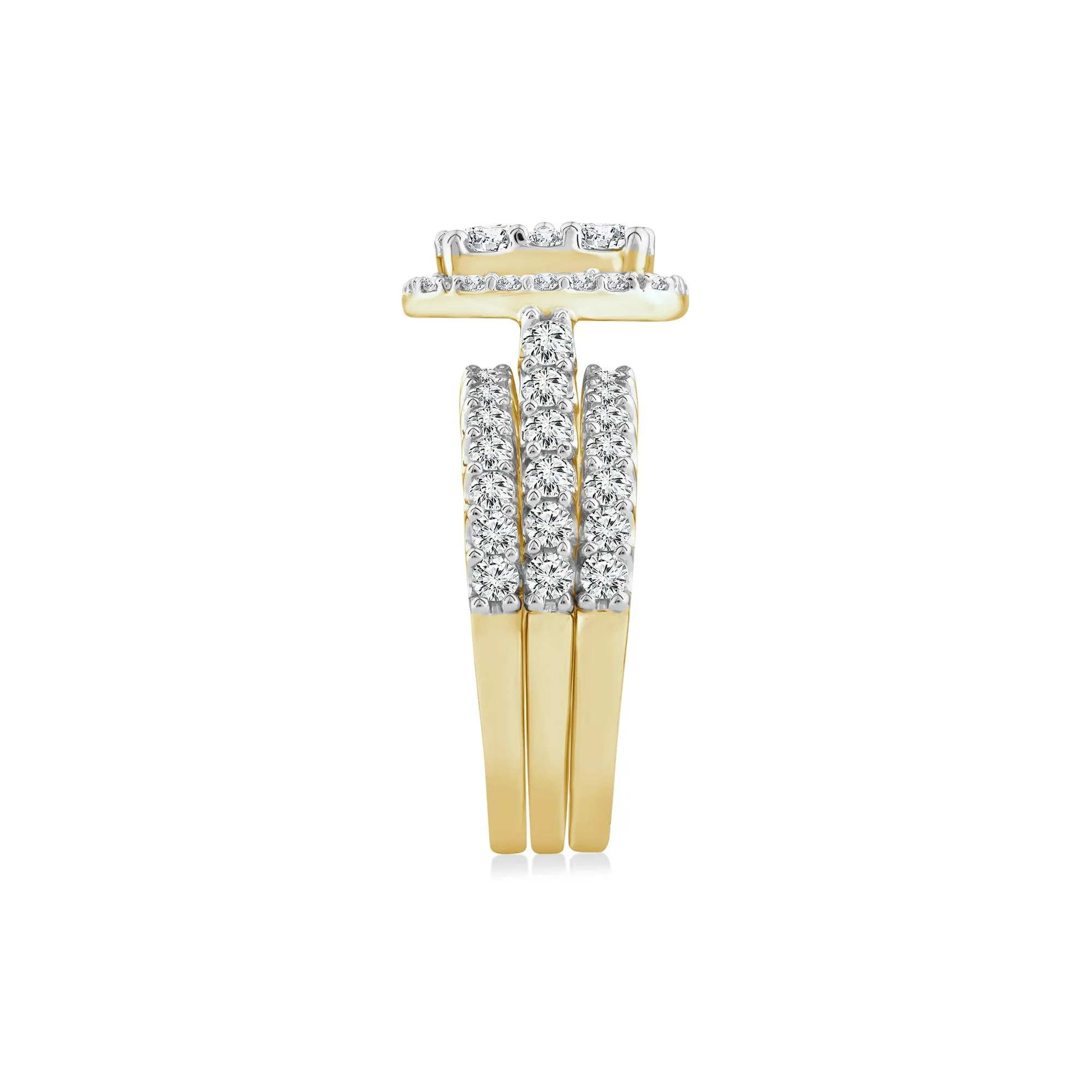3 CT. Tw. Lab Grown Multi-Diamond Engagement Ring Set 10K Yellow Gold Round Brilliant Cut Size 9 2mm - Image 3