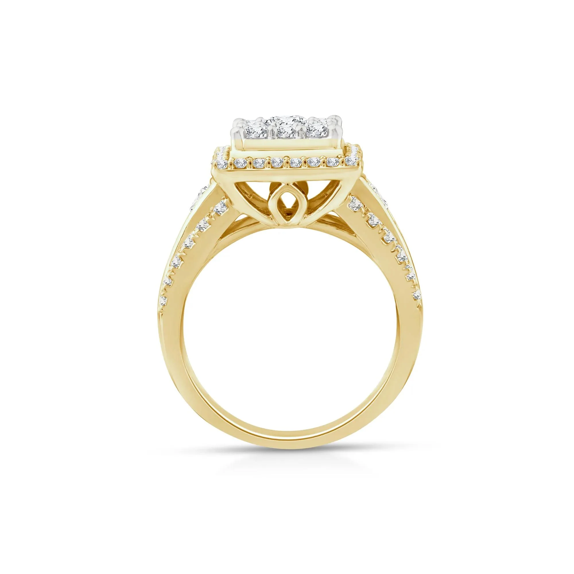 2 CT. Tw. Diamond Composite Engagement Ring 10K Yellow Gold Round Brilliant Cut Size 9 2mm - Image 2