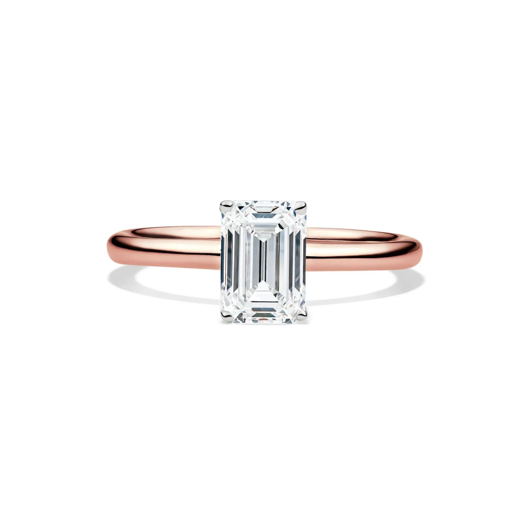 Lab Grown Diamond Emerald-Cut Solitaire Ring 14K Rose Gold (1/2 CT.) Size 6.5 2mm