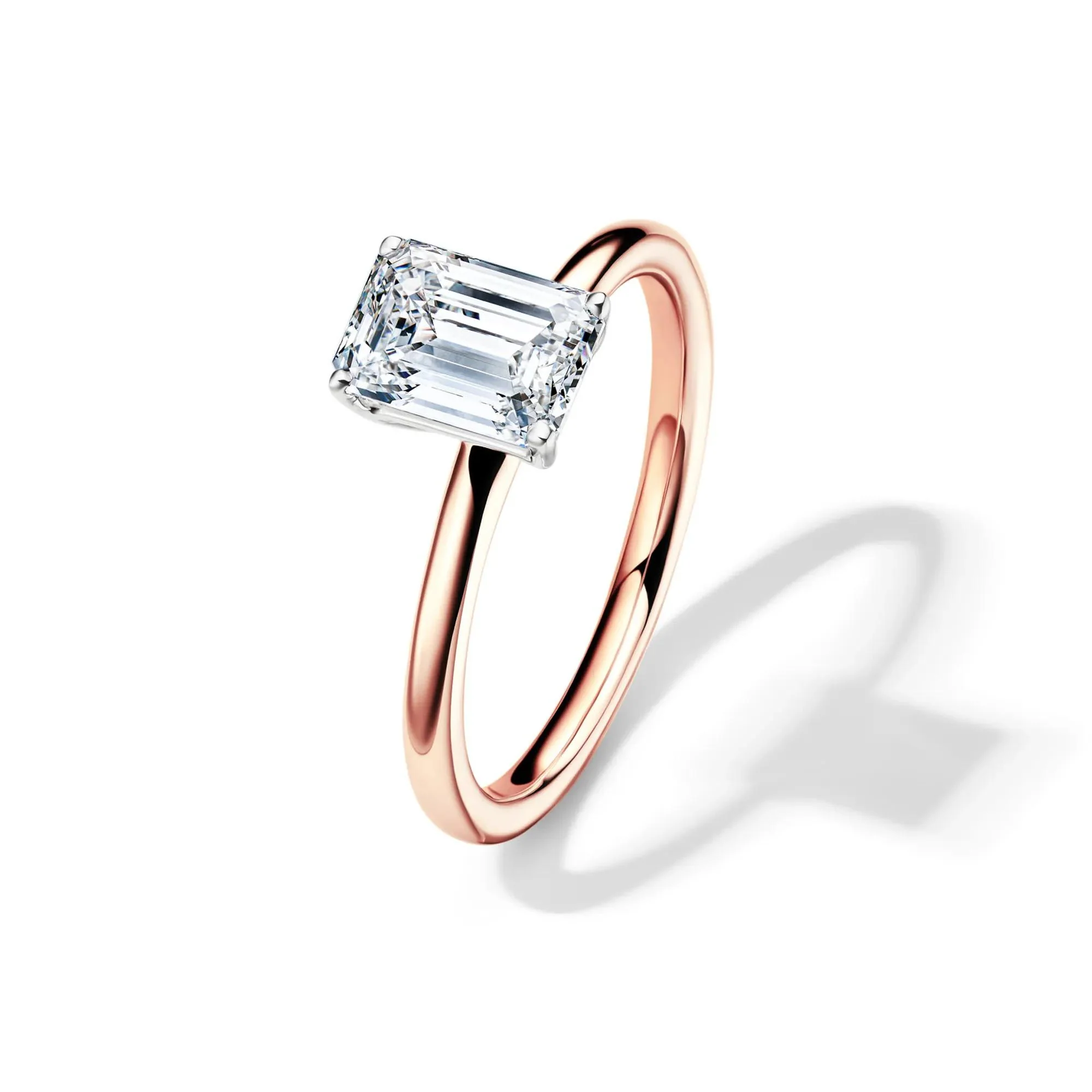 Lab Grown Diamond Emerald-Cut Solitaire Ring 14K Rose Gold (1/2 CT.) Size 9 2mm - Image 4