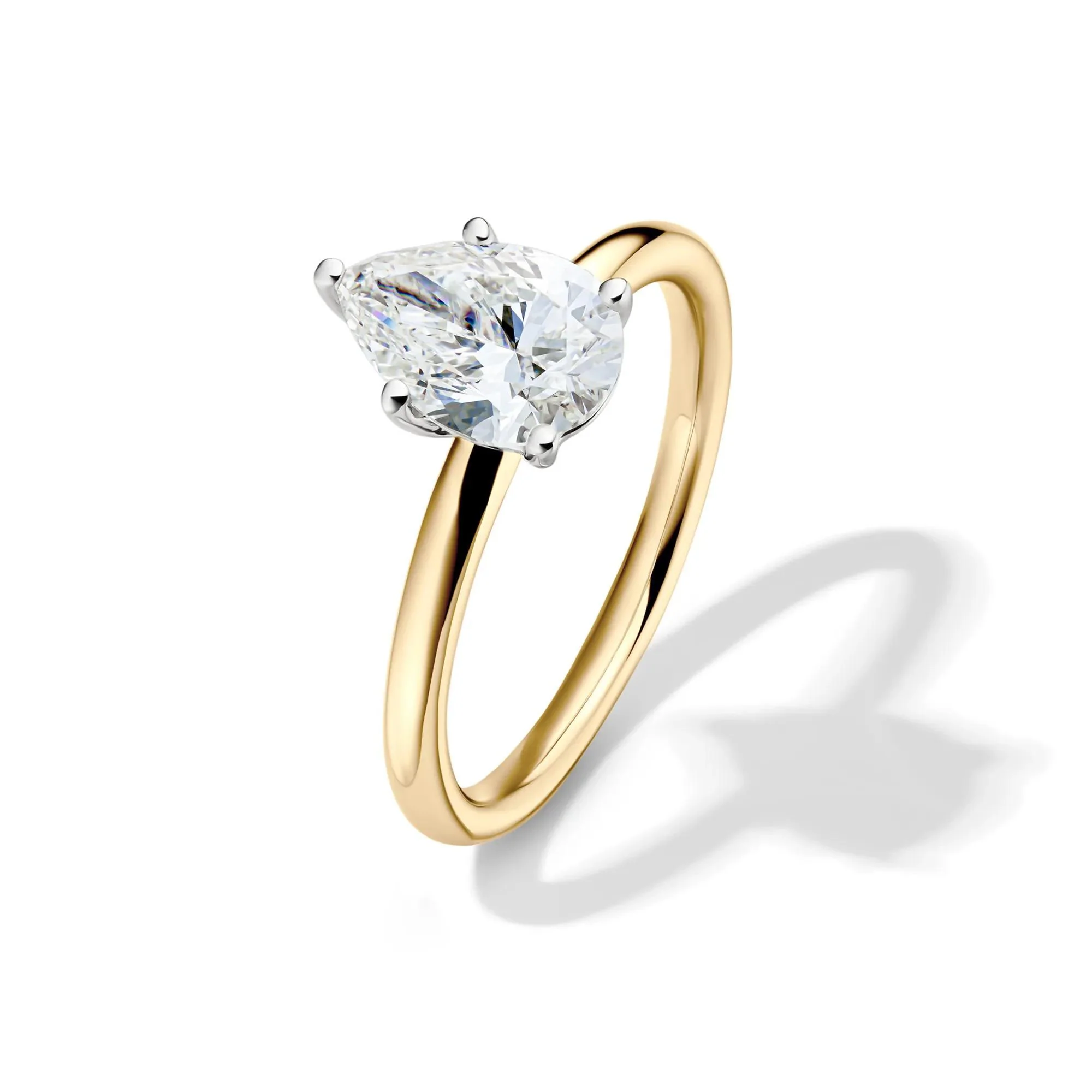 Lab Grown Diamond Pear-Shaped Solitaire Engagement Ring 14K Yellow Gold (1/2 CT.) Size 4 2mm - Image 4