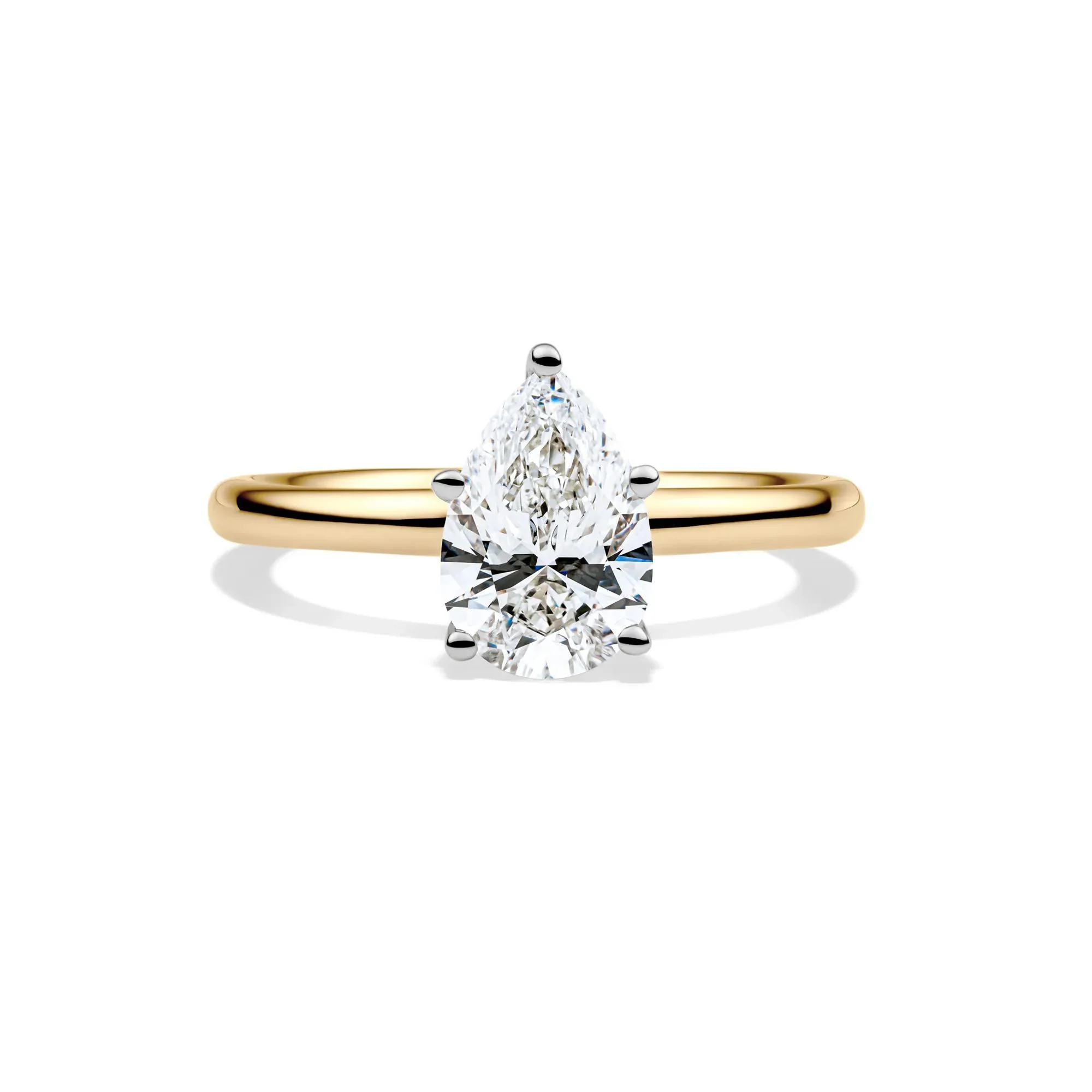 Lab Grown Diamond Pear-Shaped Solitaire Engagement Ring 14K Yellow Gold (1/2 CT.) Size 7 2mm