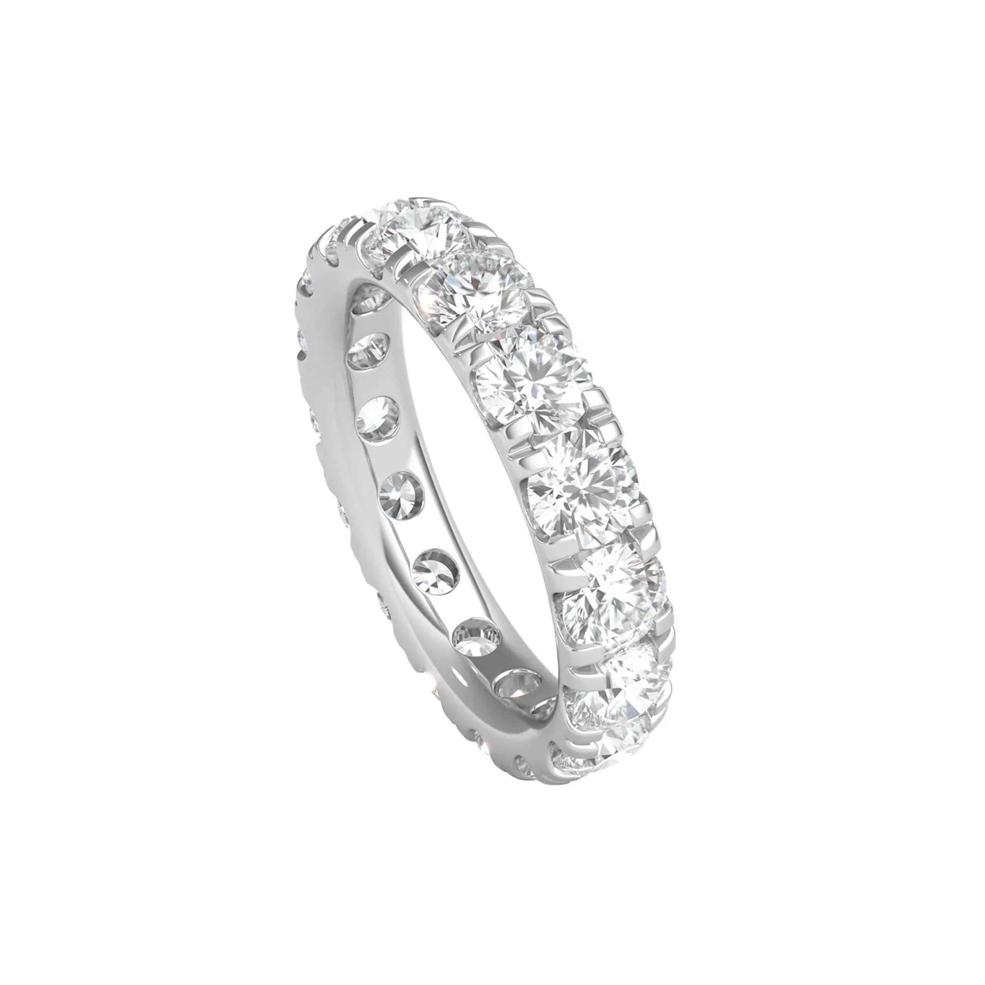 5 CT. Tw. Lab Grown Diamond Wedding Band Ring with Eternity Setting 14K White Gold Size 4.5 2mm - Image 4