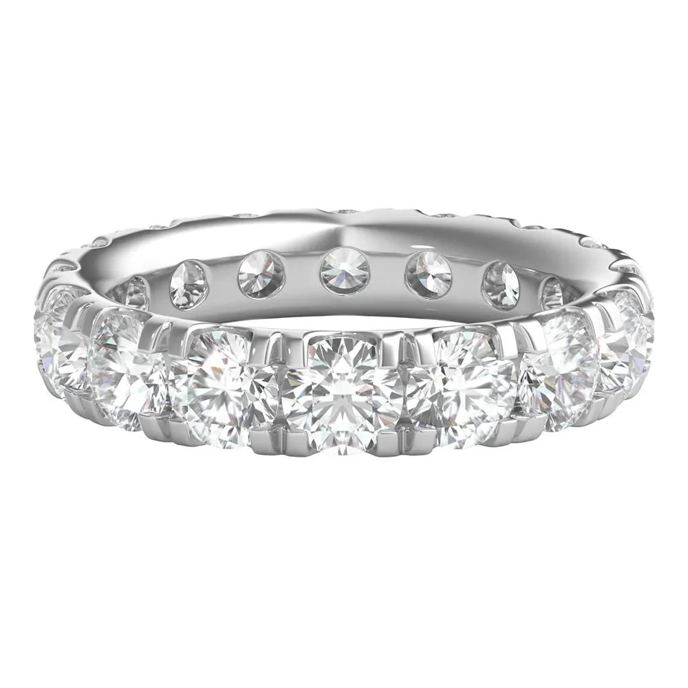 5 CT. Tw. Lab Grown Diamond Wedding Band Ring with Eternity Setting 14K White Gold Size 6.5 2mm