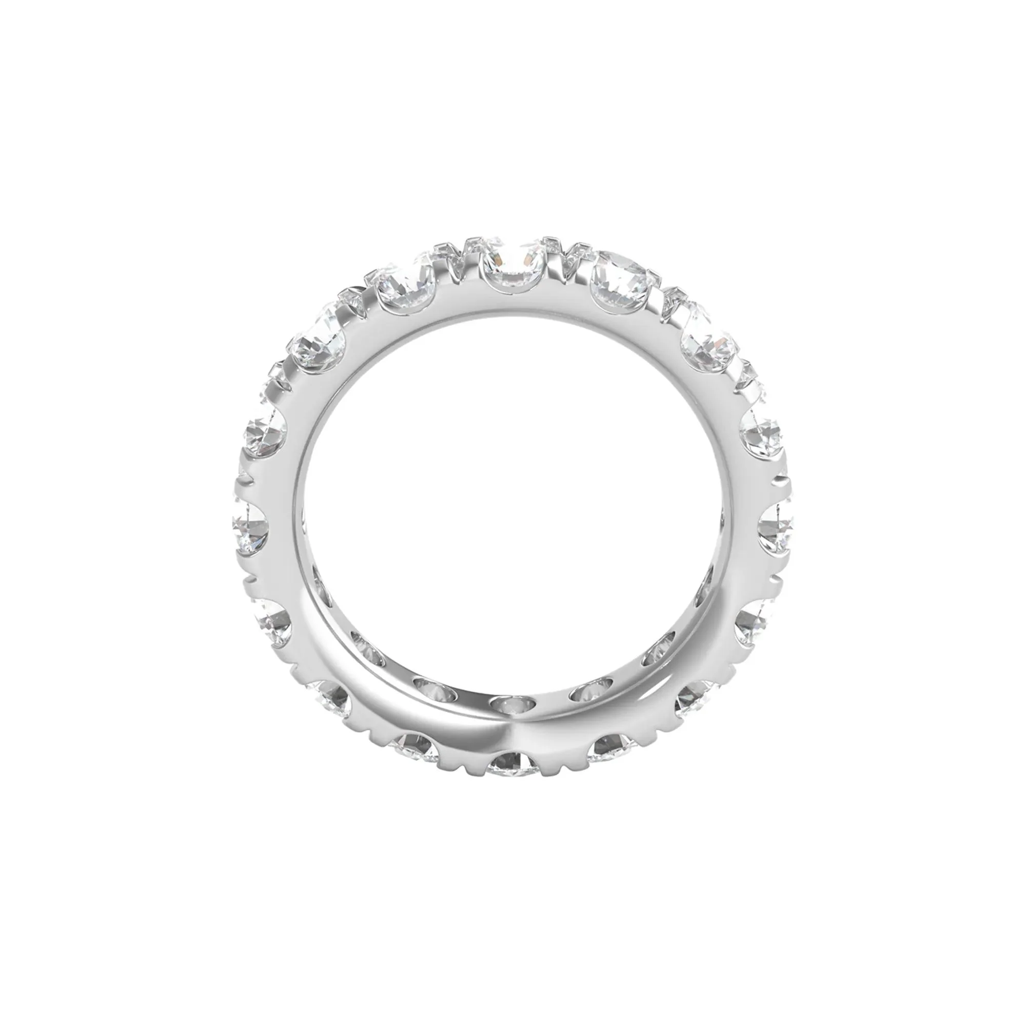 5 CT. Tw. Lab Grown Diamond Wedding Band Ring with Eternity Setting 14K White Gold Size 8 2mm - Image 2