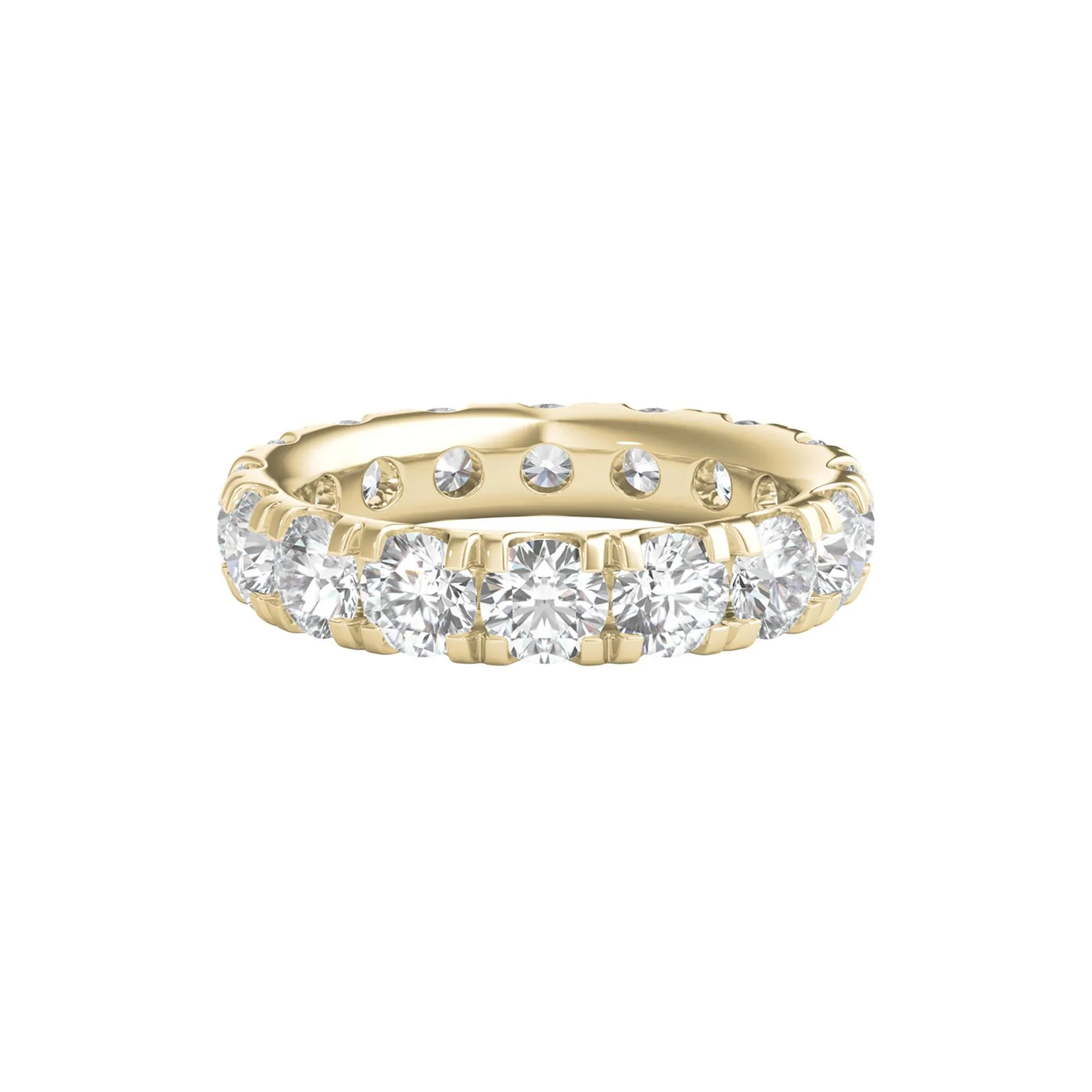 5 CT. Tw. Lab Grown Diamond Comfort Fit Eternity Band Ring 14K Yellow Gold Round Brilliant Cut Size 4.5 2mm