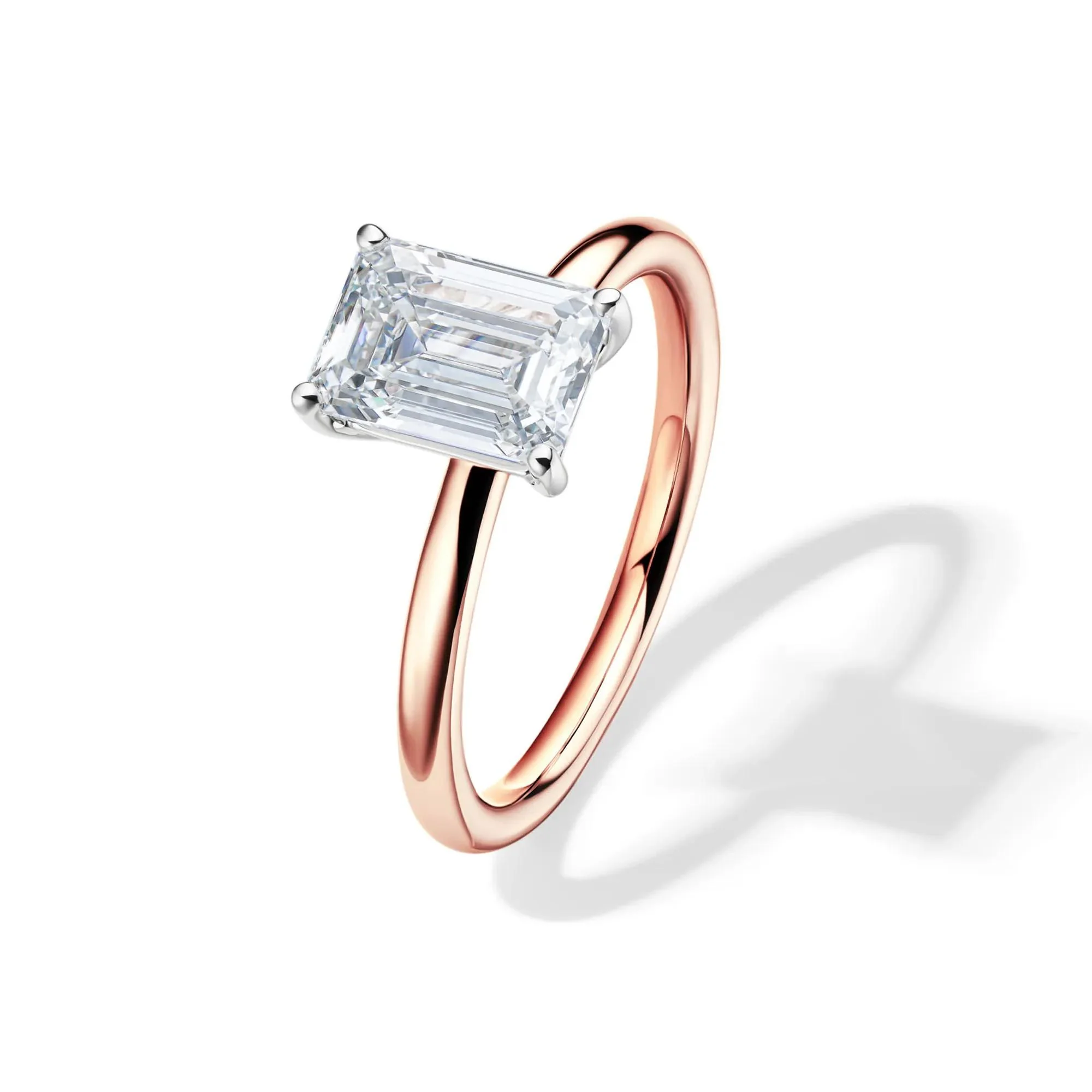 Lab Grown Diamond Emerald-Cut Solitaire Ring 14K Rose Gold (2 CT.) Size 4 2mm - Image 4