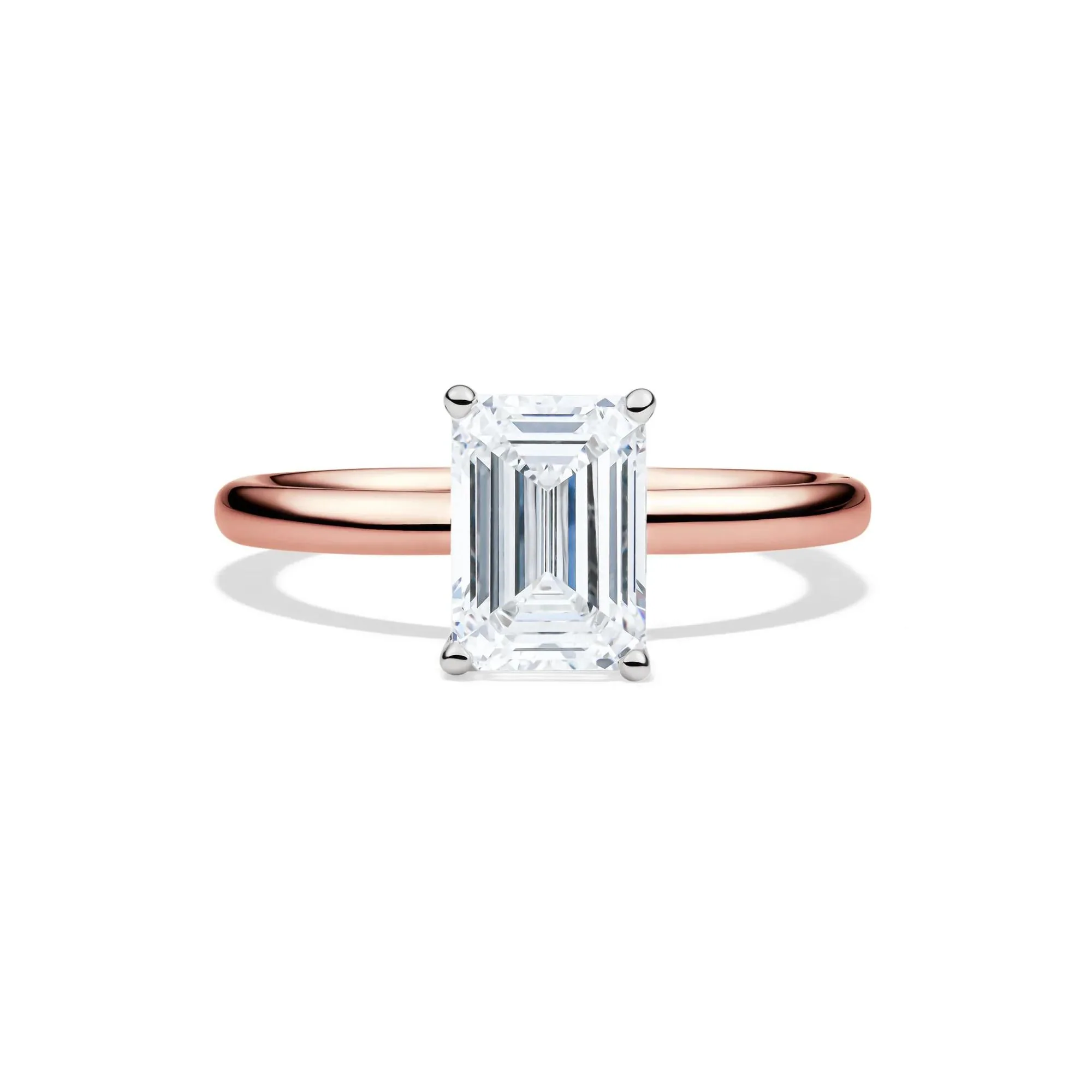 Lab Grown Diamond Emerald-Cut Solitaire Ring 14K Rose Gold (2 CT.) Size 7 2mm