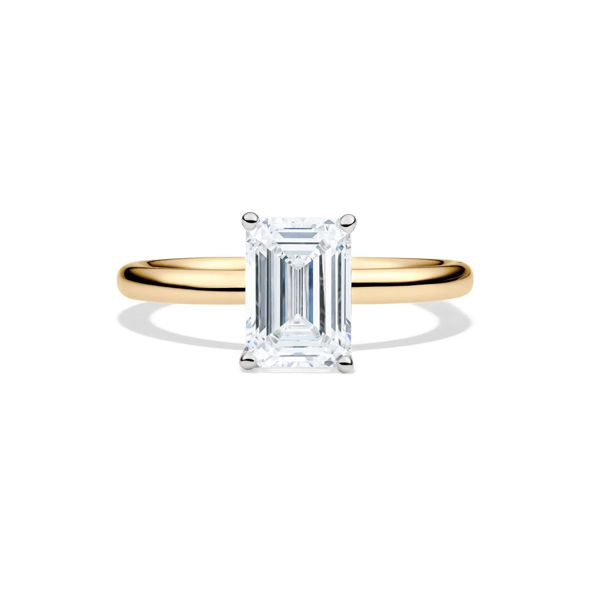 Lab Grown Diamond Emerald-Cut Solitaire Ring 14K Yellow Gold (2 CT.) Size 4 2mm