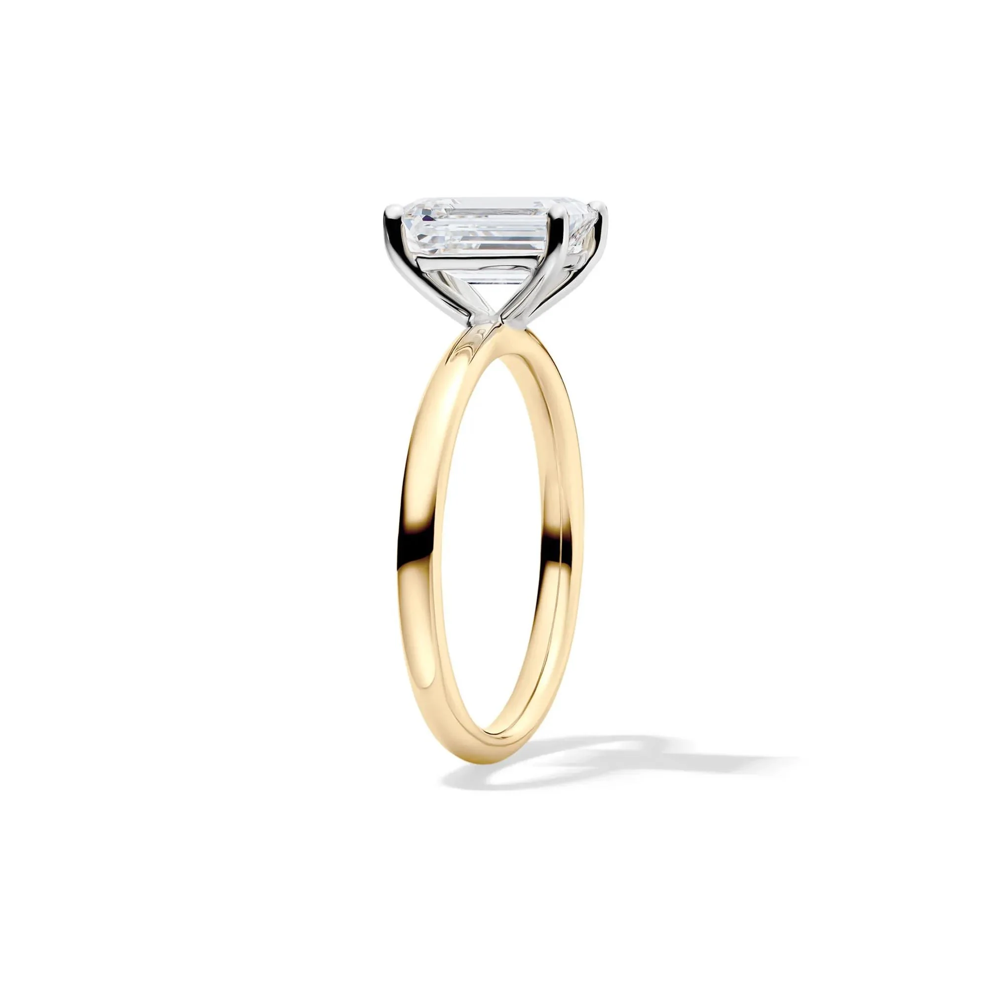 Lab Grown Diamond Emerald-Cut Solitaire Ring 14K Yellow Gold (2 CT.) Size 4 2mm - Image 3