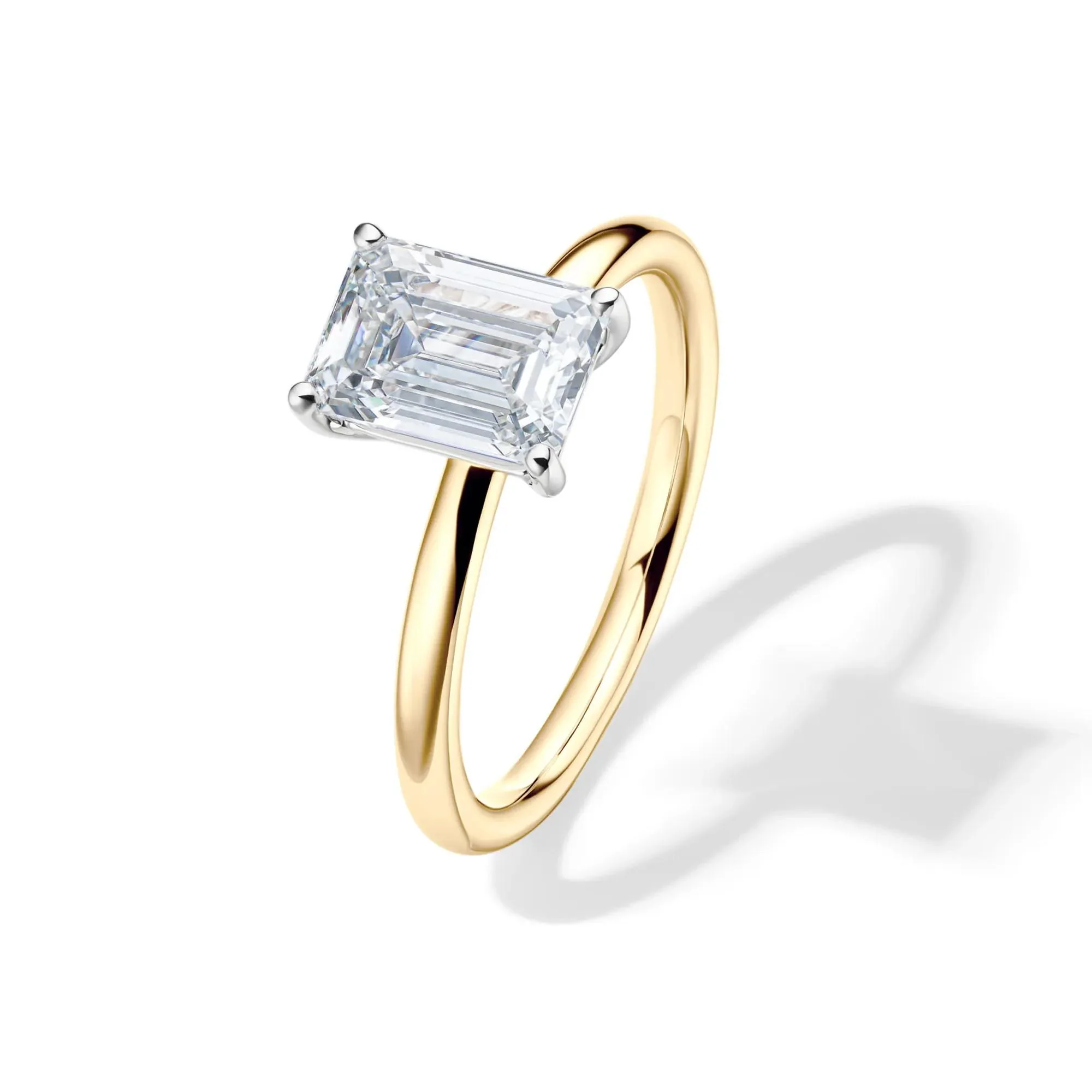 Lab Grown Diamond Emerald-Cut Solitaire Ring 14K Yellow Gold (2 CT.) Size 5.5 2mm - Image 4