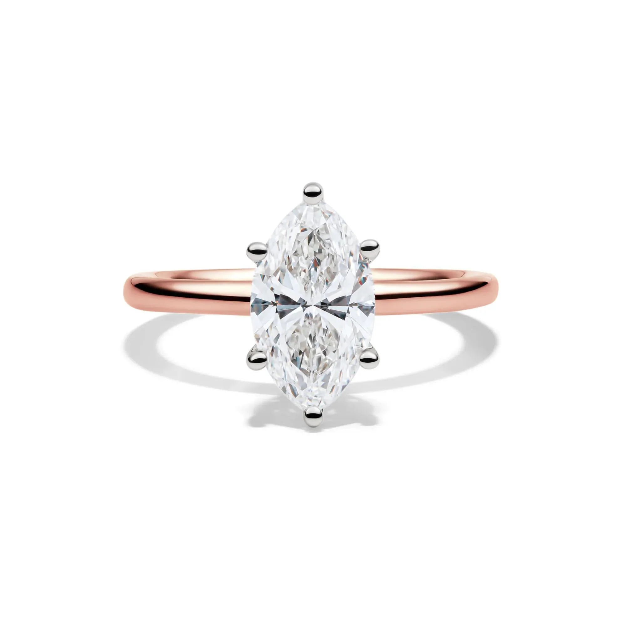 Lab Grown Diamond Solitaire Marquise Engagement Ring 14K Rose Gold (2 CT.) Size 5 2mm