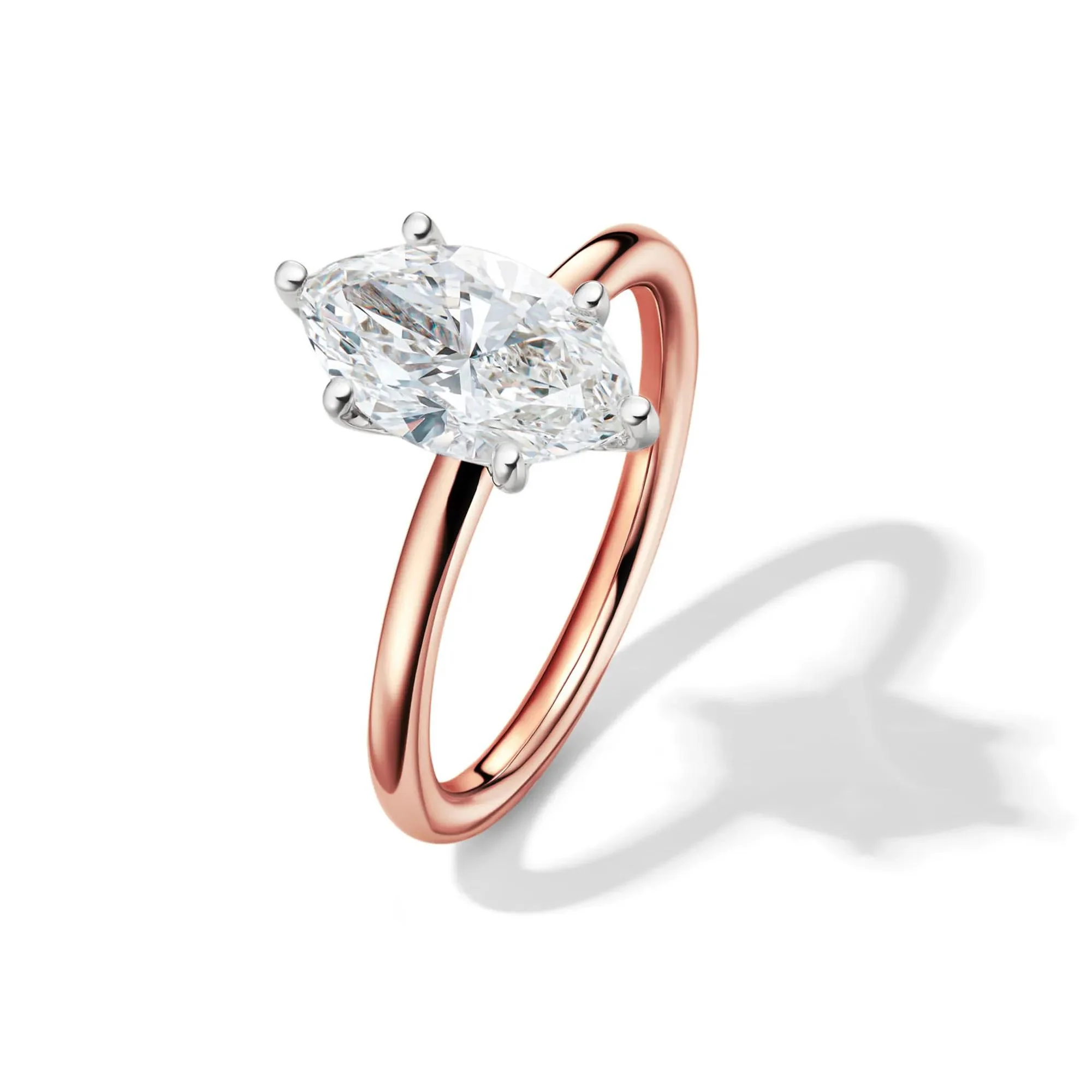 Lab Grown Diamond Solitaire Marquise Engagement Ring 14K Rose Gold (2 CT.) Size 9 2mm - Image 4