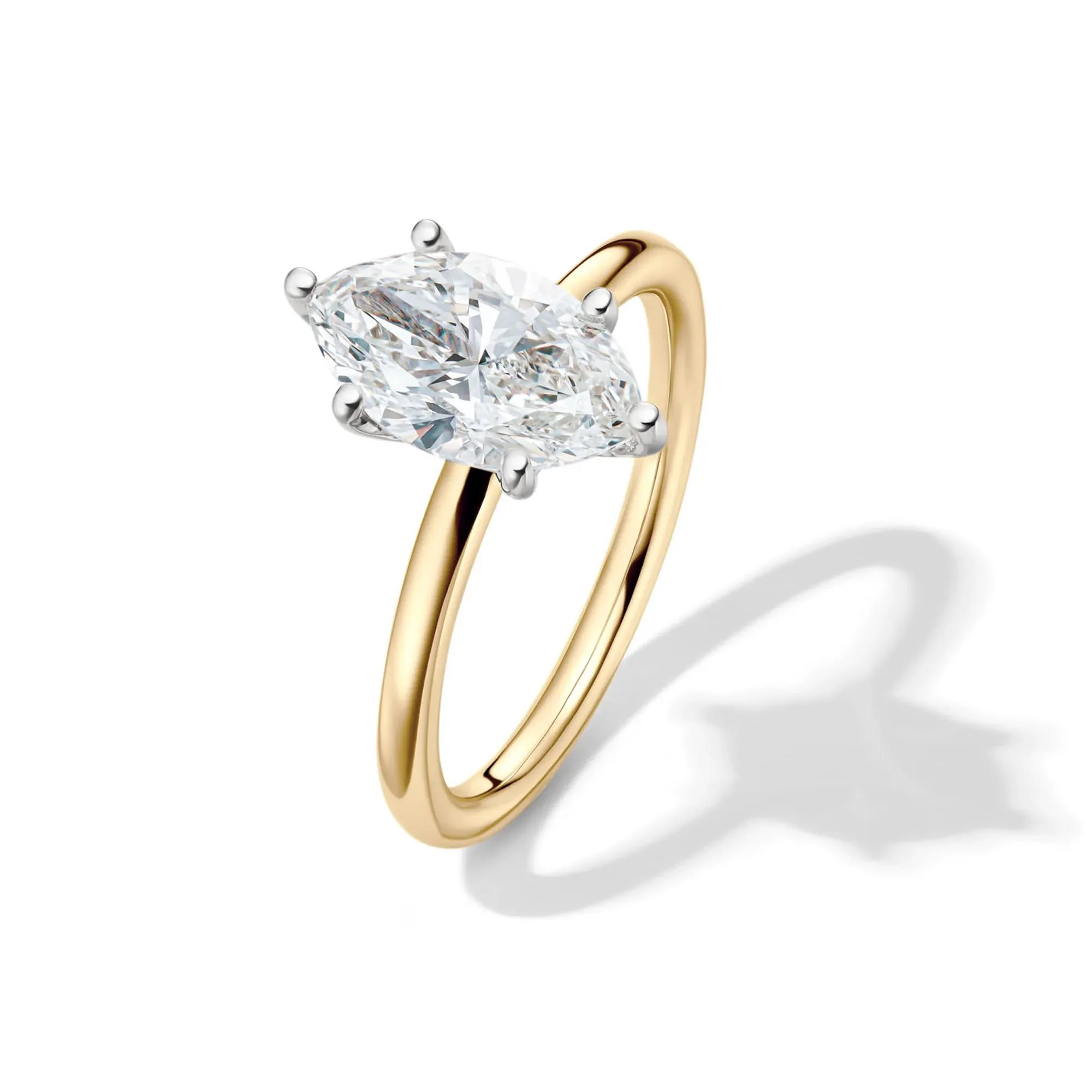Lab Grown Diamond Solitaire Marquise Engagement Ring 14K Yellow Gold (2 CT.) Size 9.5 2mm - Image 4