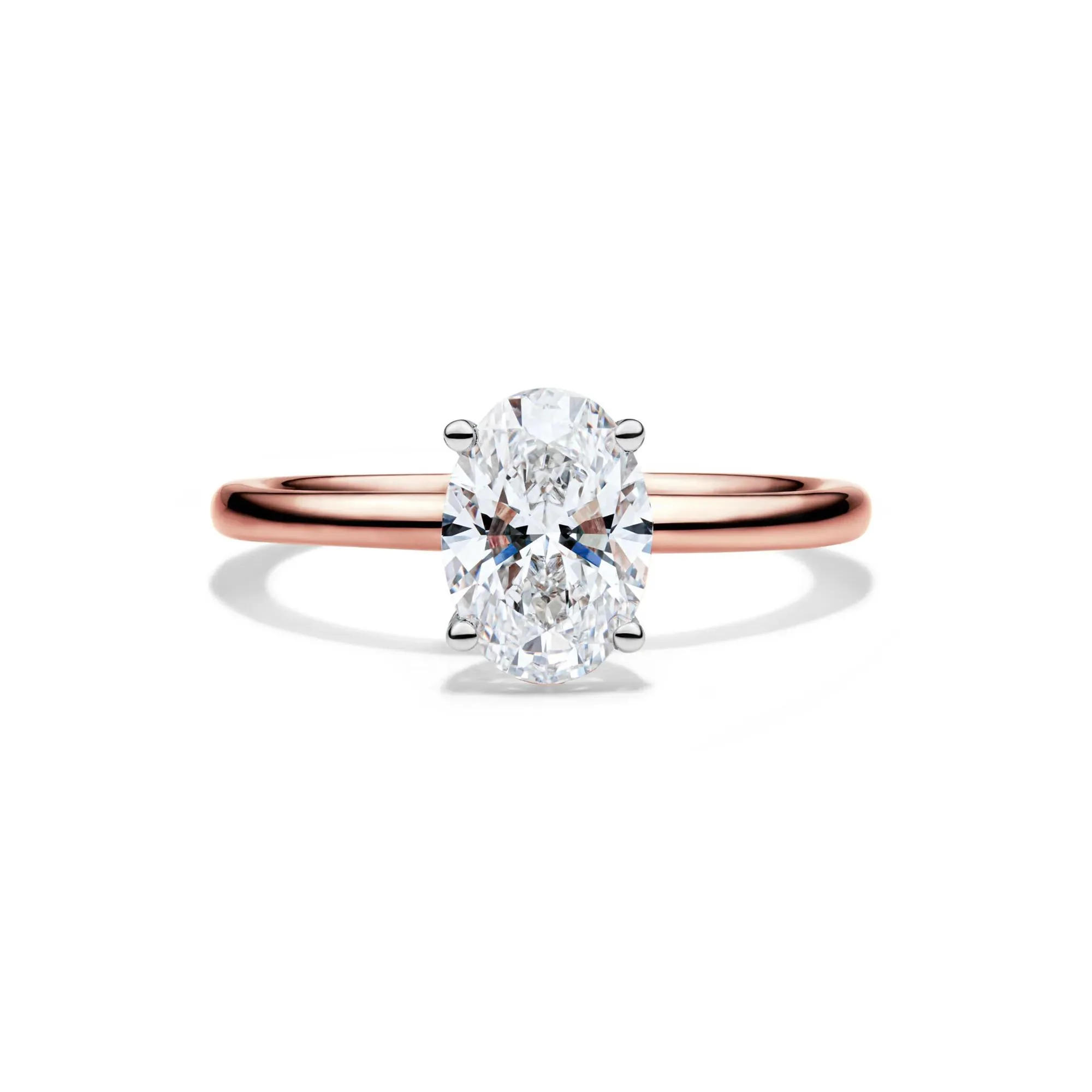 Lab Grown Diamond Solitaire Oval Engagement Ring 14K Rose Gold (1/2 CT.) Size 10 2mm