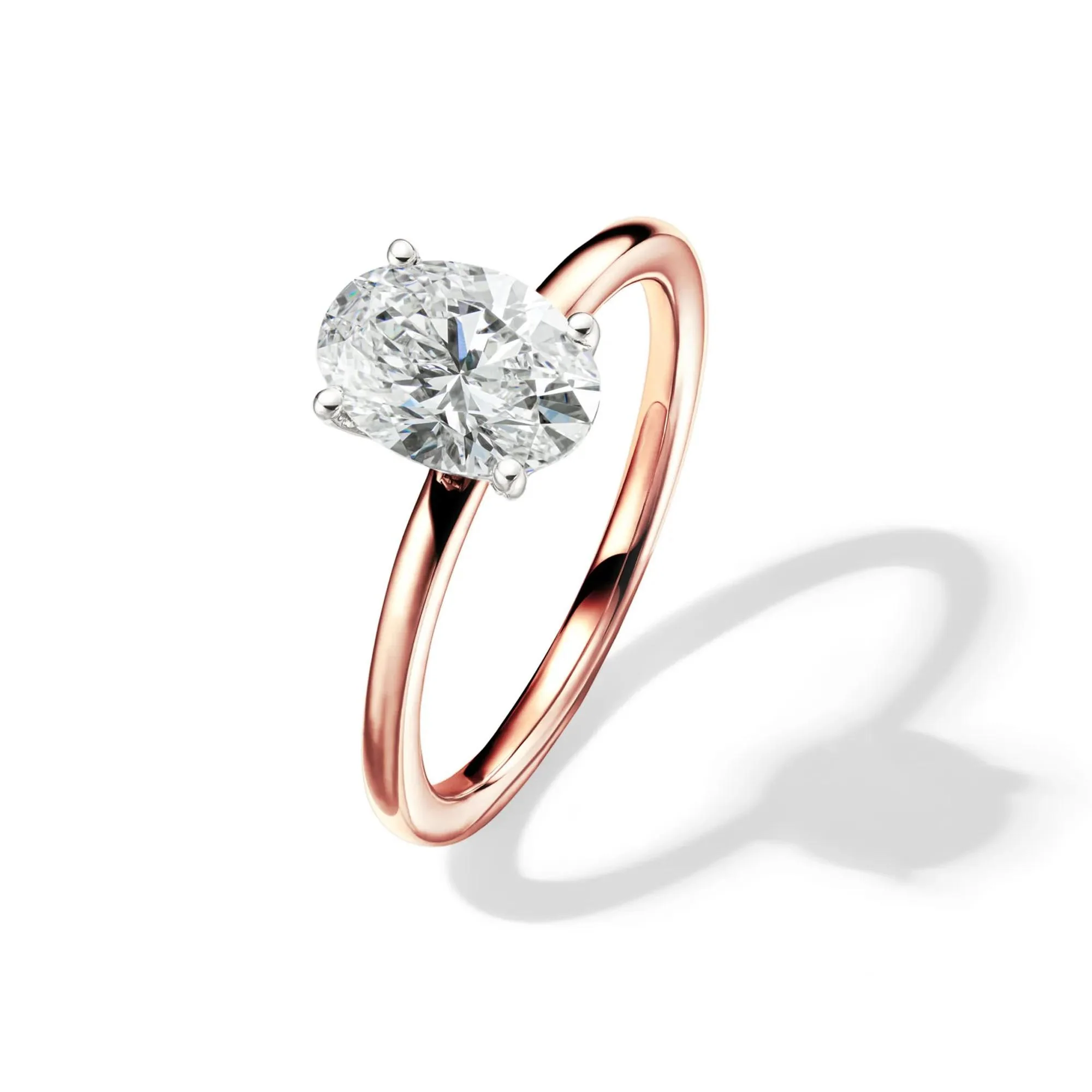 Lab Grown Diamond Solitaire Oval Engagement Ring 14K Rose Gold (1/2 CT.) Size 7.5 2mm - Image 4