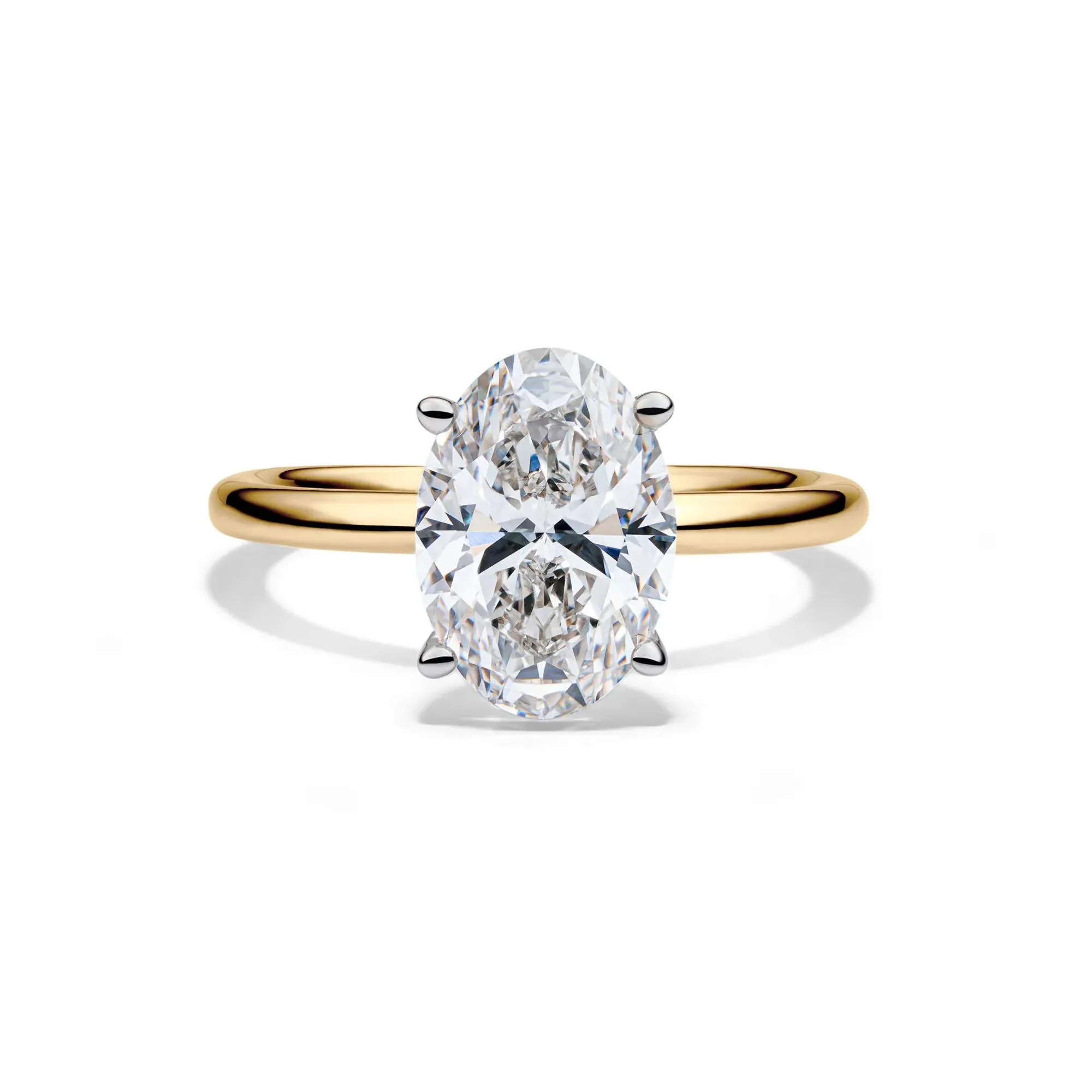 Lab Grown Diamond Oval Solitaire 14K Yellow and White Gold (3 CT.) Ring Size 10.5 2mm