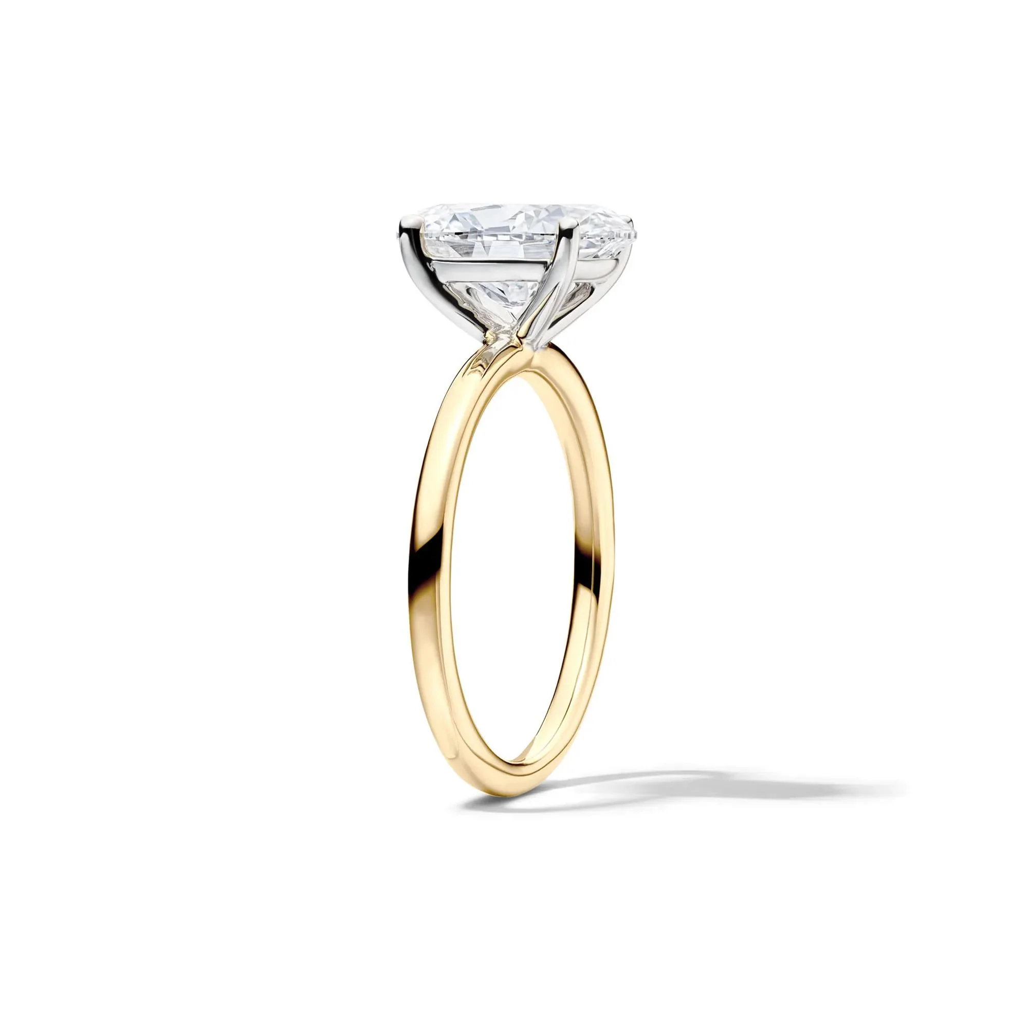 Lab Grown Diamond Oval Solitaire 14K Yellow and White Gold (3 CT.) Ring Size 5 2mm - Image 3