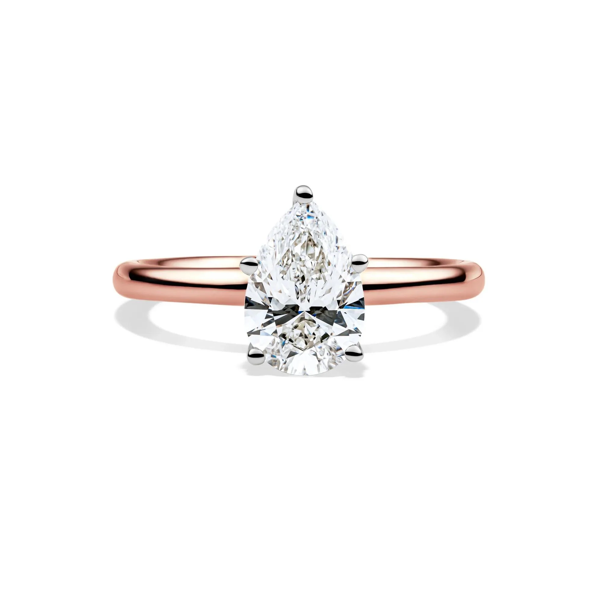 Lab Grown Diamond Pear-Shaped Solitaire Engagement Ring 14K Rose Gold (1/2 CT.) Size 9 2mm