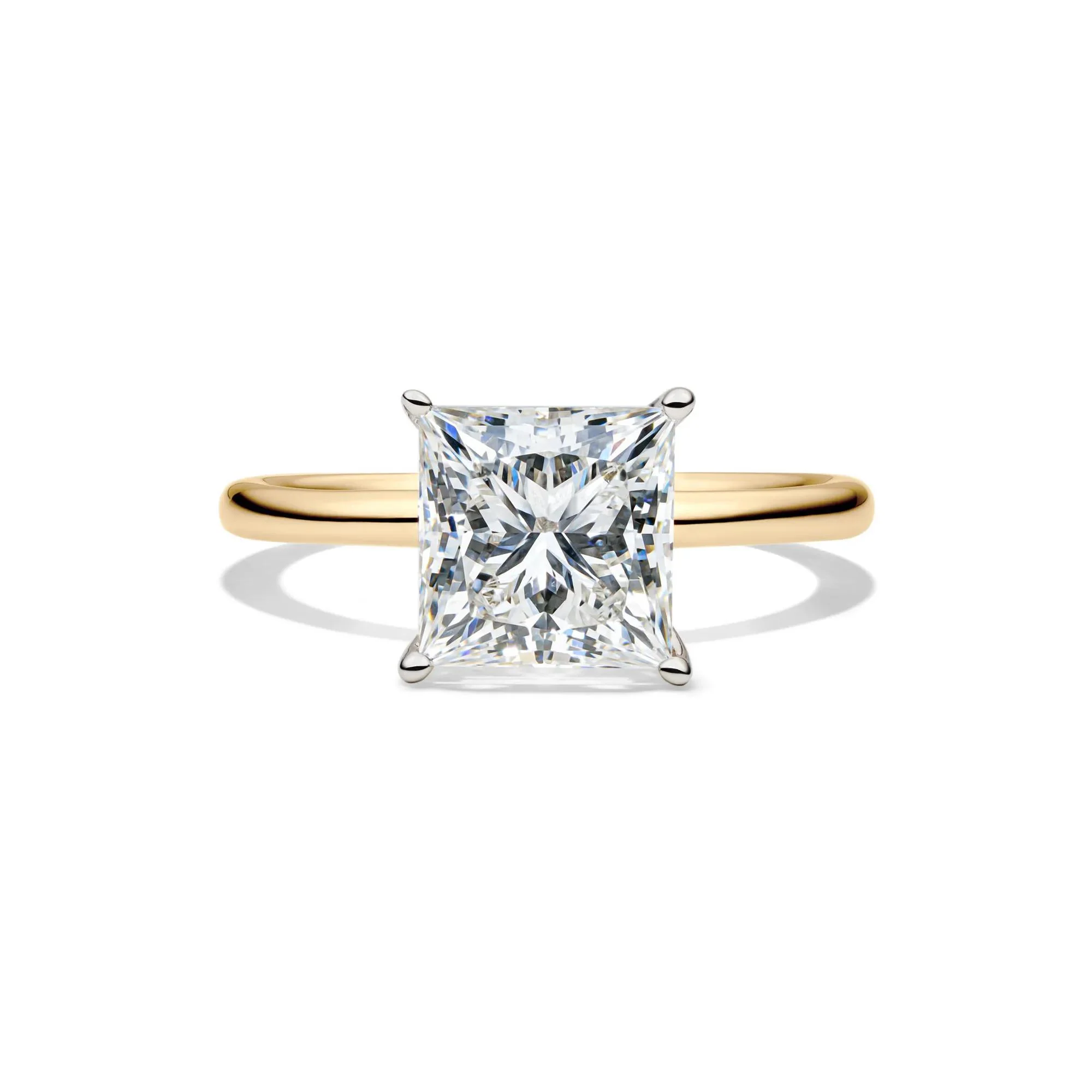 Lab Grown Diamond Princess-Cut Solitaire Engagement Ring 14K Yellow Gold (3 CT.) Size 4.5 2mm