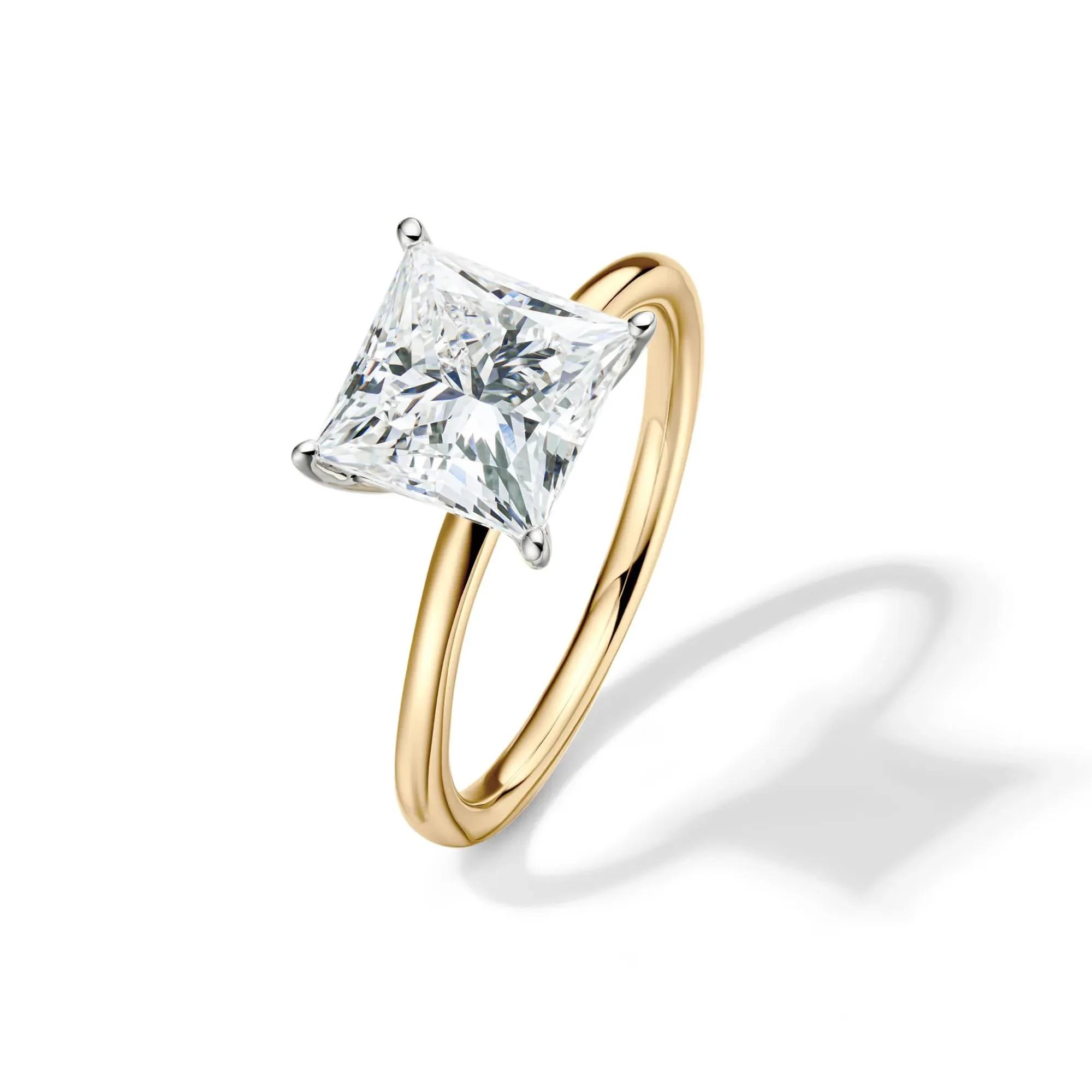 Lab Grown Diamond Princess-Cut Solitaire Engagement Ring 14K Yellow Gold (3 CT.) Size 7.5 2mm - Image 4
