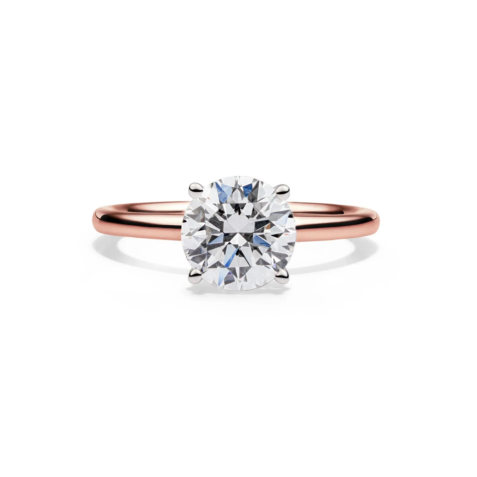 Lab Grown Diamond Round Solitaire Ring 14K Rose Gold (2 CT.) Size 4 2mm