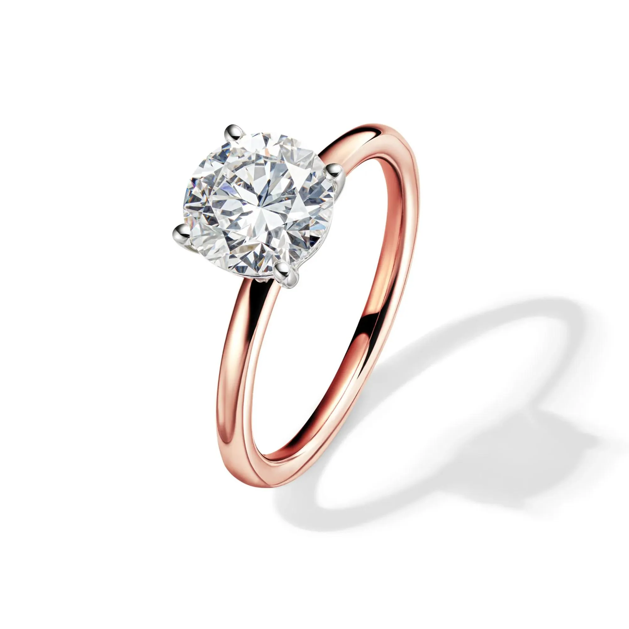 Lab Grown Diamond Round Solitaire Ring 14K Rose Gold (2 CT.) Size 8 2mm - Image 4