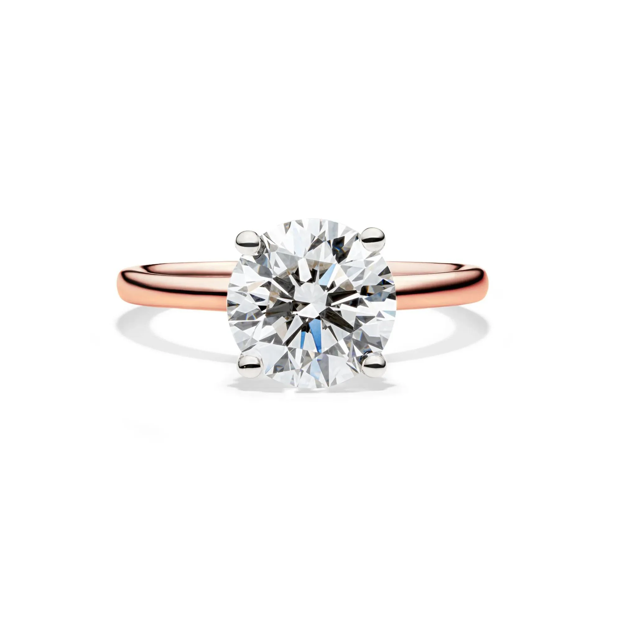 Lab Grown Diamond Solitaire Round Engagement Ring 14K Rose Gold (3 CT.) Round Brilliant Cut Size 4.5 2mm