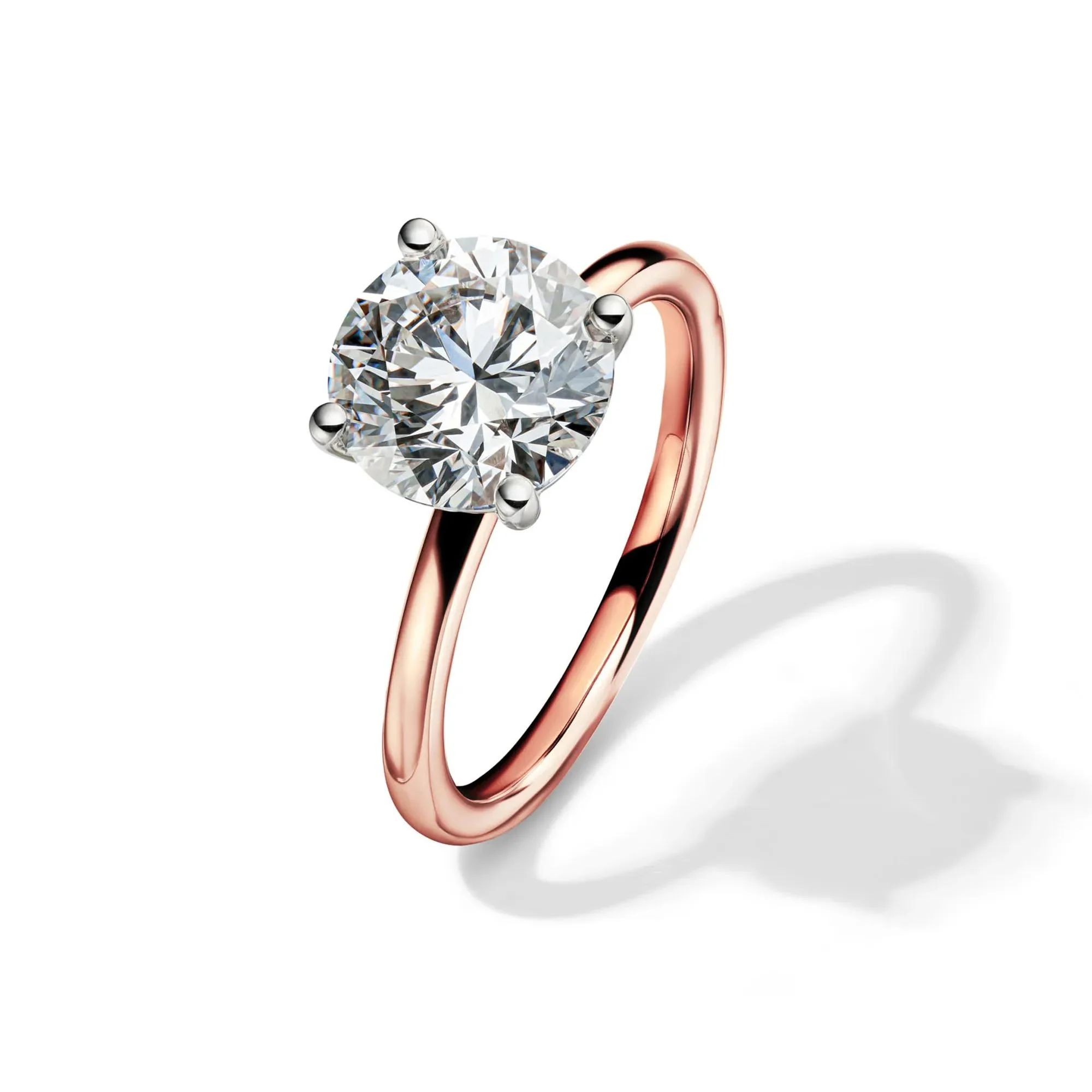 Lab Grown Diamond Solitaire Round Engagement Ring 14K Rose Gold (3 CT.) Round Brilliant Cut Size 8.5 2mm - Image 4