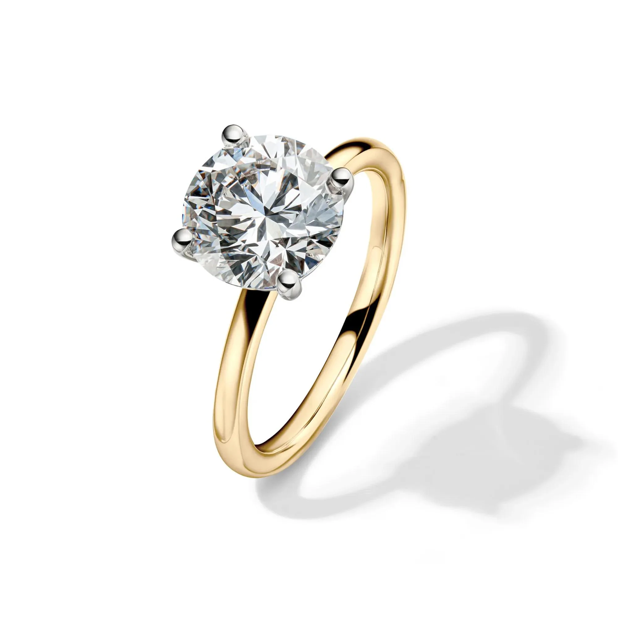 Lab Grown Diamond Solitaire Round Engagement Ring 14K Yellow Gold (3 CT.) Round Brilliant Cut Size 7.5 2mm - Image 4