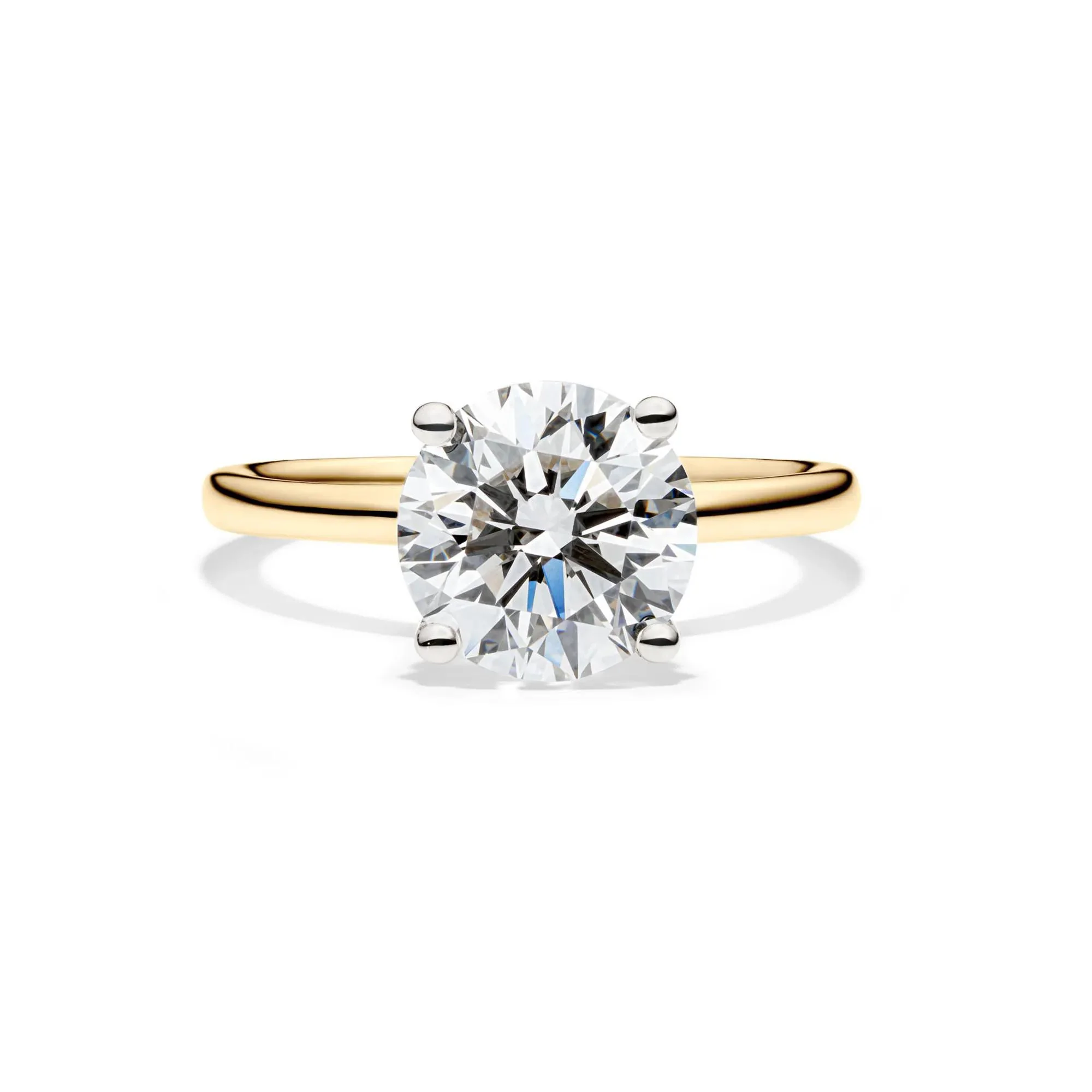 Lab Grown Diamond Solitaire Round Engagement Ring 14K Yellow Gold (3 CT.) Round Brilliant Cut Size 9 2mm