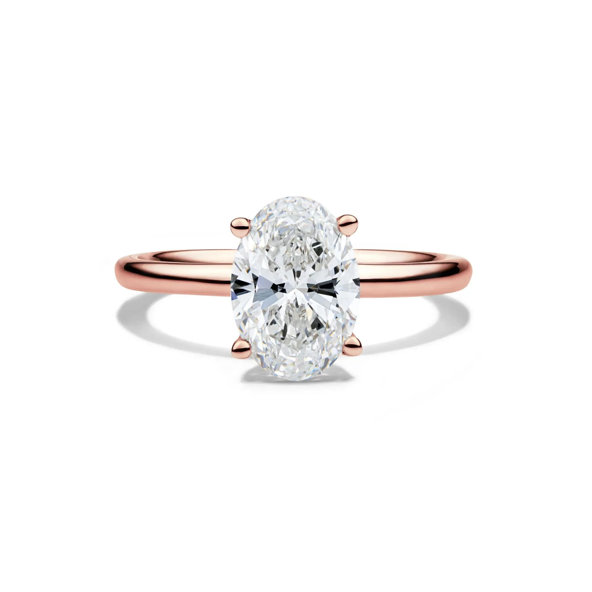 Lab Grown Diamond Solitaire Oval Engagement Ring 14K Rose Gold (2 CT.) Size 5 2mm