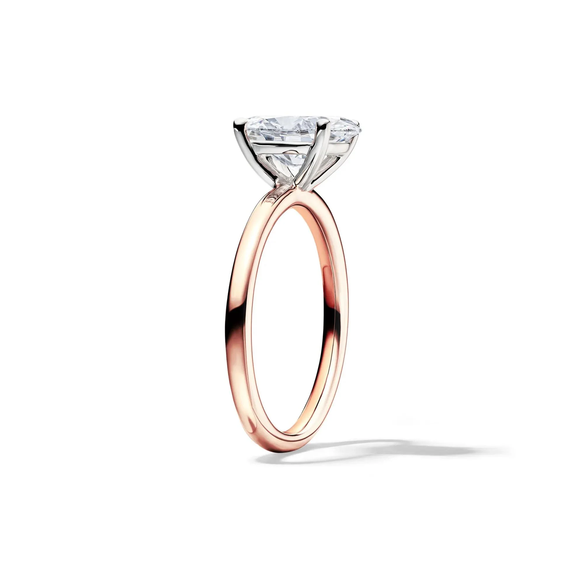 Lab Grown Diamond Solitaire Oval Engagement Ring 14K Rose Gold (2 CT.) Size 5 2mm - Image 3