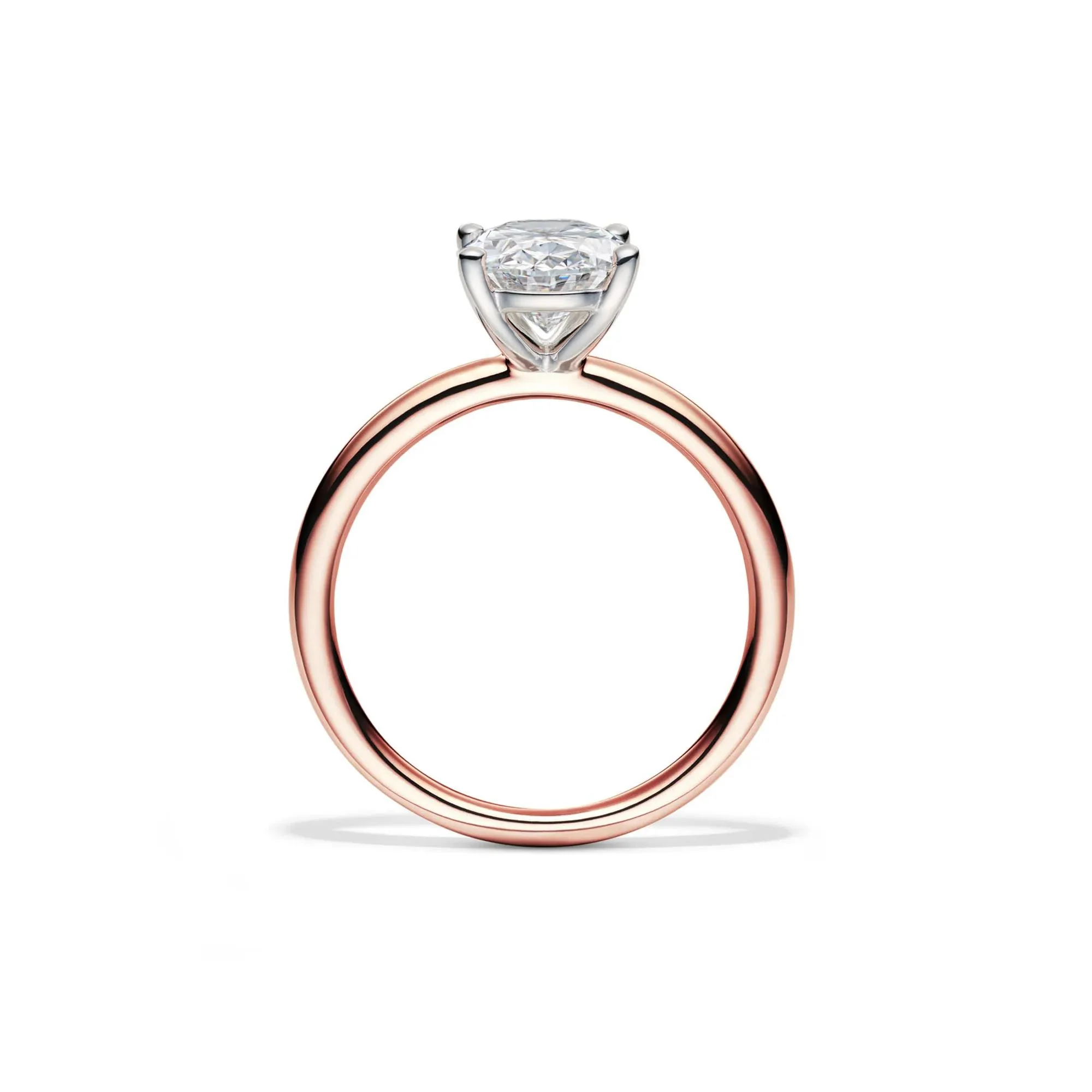 Lab Grown Diamond Solitaire Oval Engagement Ring 14K Rose Gold (2 CT.) Size 7 2mm - Image 2