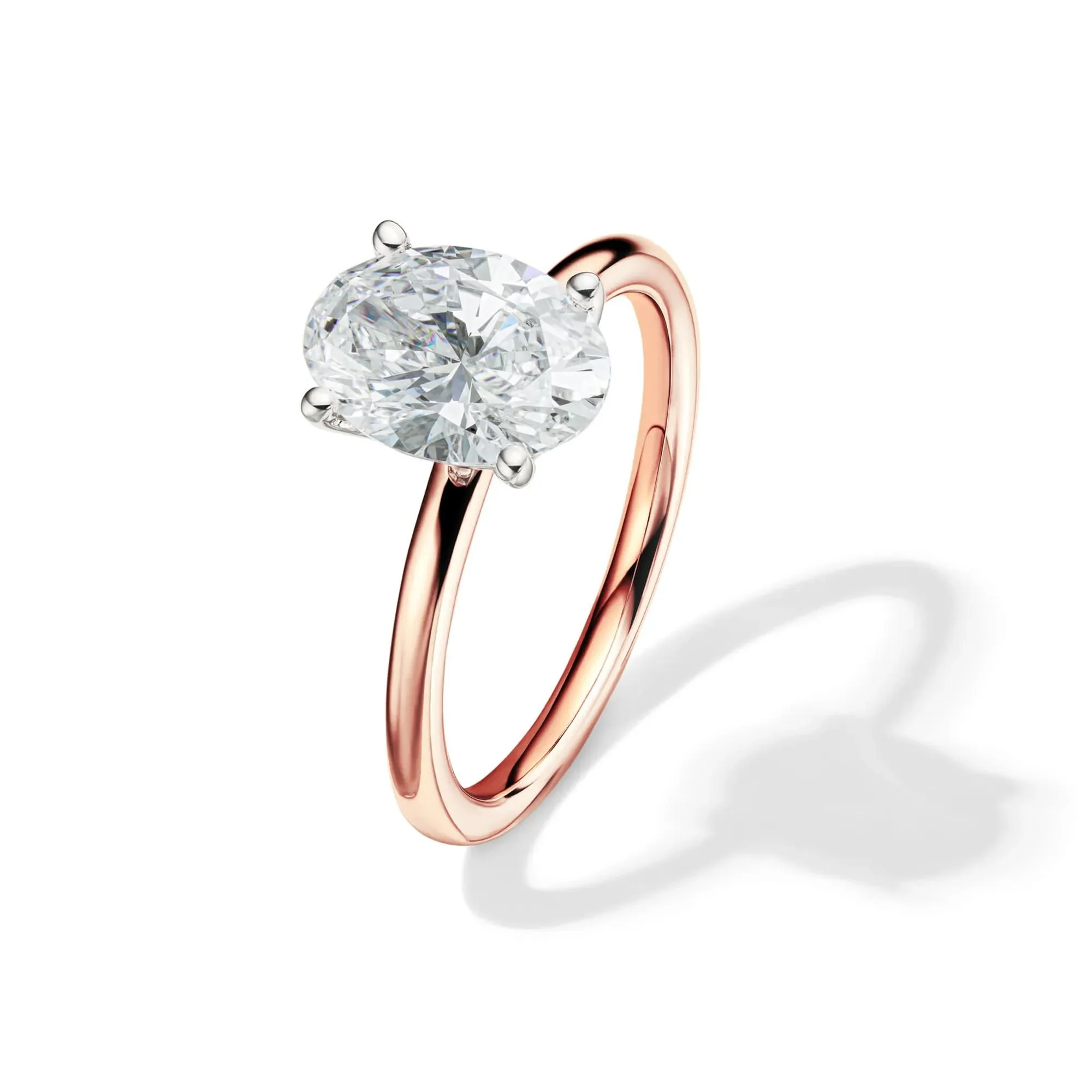 Lab Grown Diamond Solitaire Oval Engagement Ring 14K Rose Gold (2 CT.) Size 7 2mm - Image 4